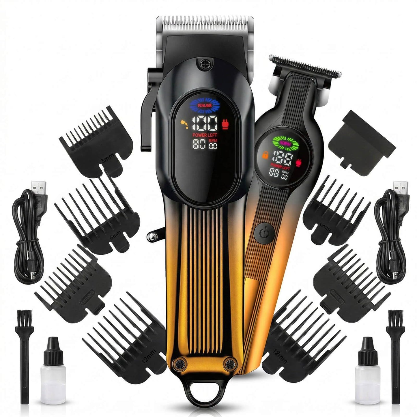 Cordless Hair Clippers and T-Blade Trimmer Set, Professional Cutting Kit for Men with LED Display, Rechargeable Barber Grooming for & Beard(Gold) Beauty and Personal Care QDKVTNDJZ
