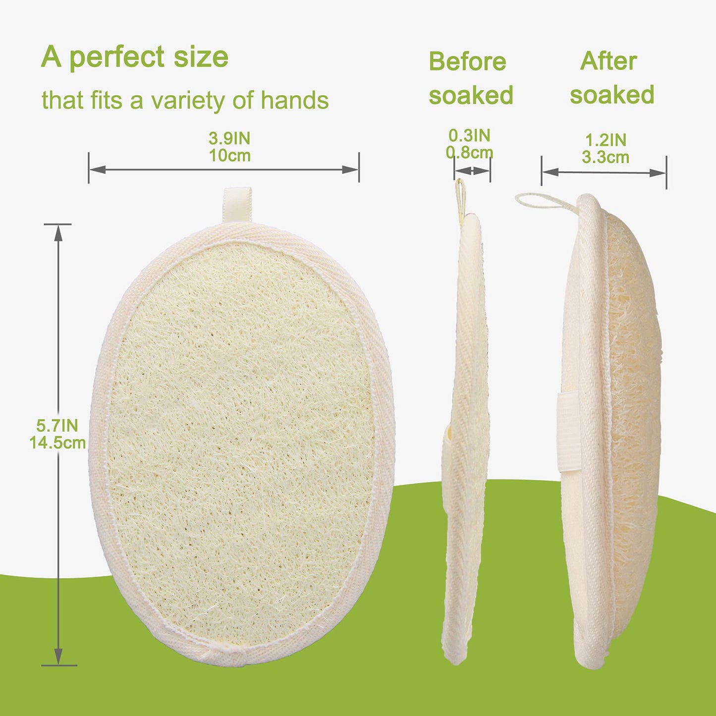 2 Pack Exfoliating Shower Loofah Sponge Pads, Body Scrubber for Men Women Removing Dead Skin, Made with Natural Luffa and Terry Cloth, 5.9x3.7IN Beauty & Personal Care symbuth