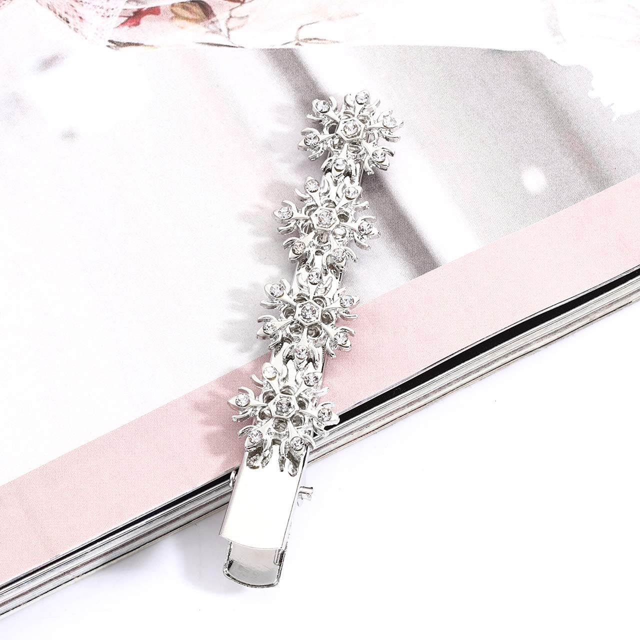 Christmas Snowflake Hair Pin Hairpin Sparkling Rhinestone Winter Snowflake Alligator Hair Clip Xmas Holiday Party Hair Barrette Hair Accessories Beauty & Personal Care YAHPERN
