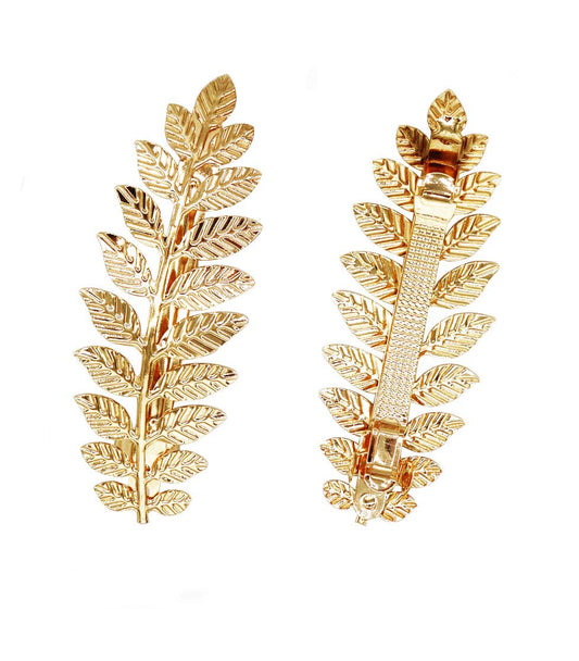 2 Pcs Toga Party Greek Goddess Costume - Gold Leaves Hair Barrettes Beauty & Personal Care Kukiwhy