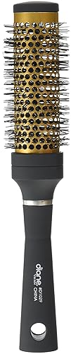 Diane Gold Thermal Ceramic Round Metal Brush with Heat-Resistant Nylon Bristles, 1" Diameter Barrel for Quick Drying and Volume, Black Beauty & Personal Care Diane