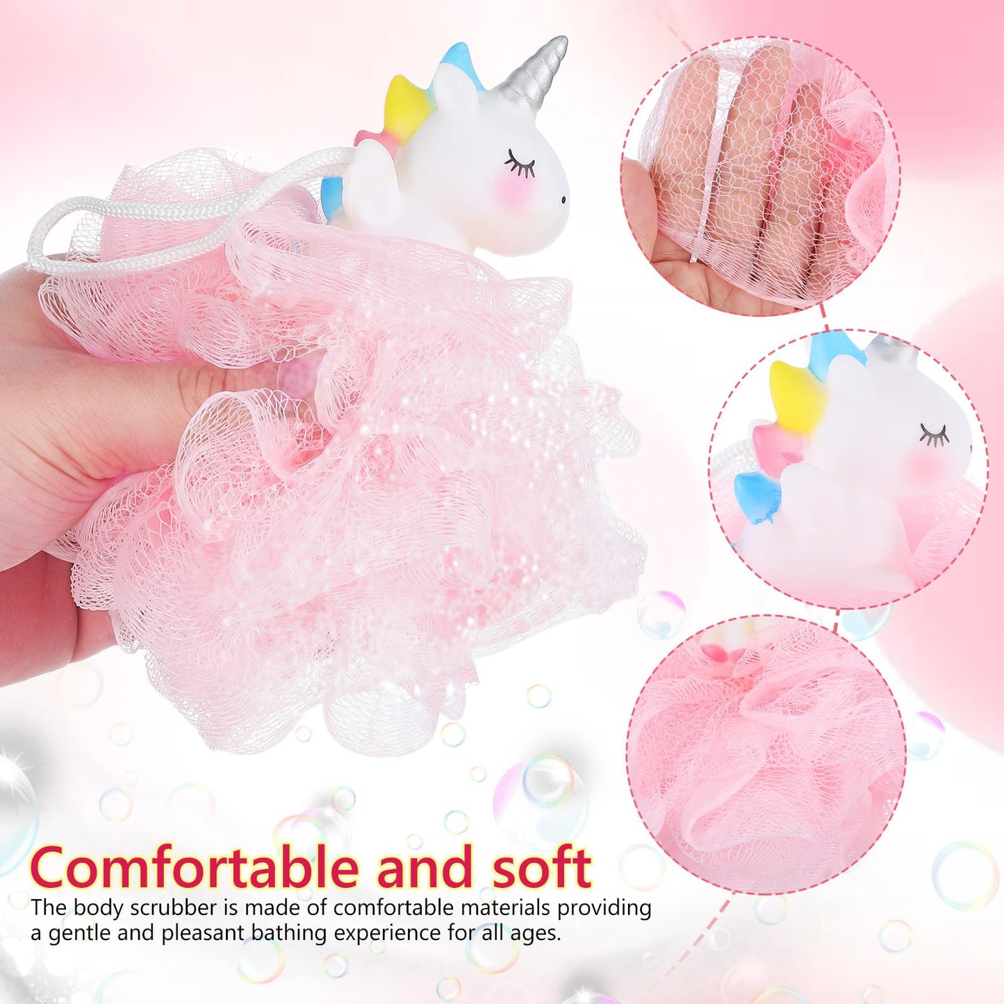 WRITWAA Shower Loofah 2 Pack Unicorn Kids Bath Sponge Body Scrubber Bathing Ball Loofah Sponge for Kids Girls Boys Bathing Use Beauty and Personal Care WRITWAA