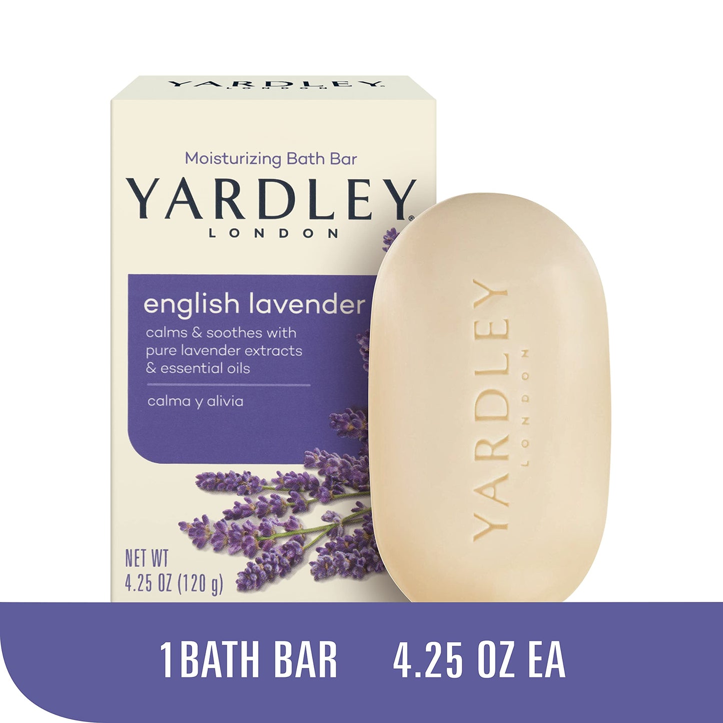 Yardley London English Lavender with Essential Oils Soap Bar, 4.25 oz Bar (Pack of 1) Beauty & Personal Care Yardley