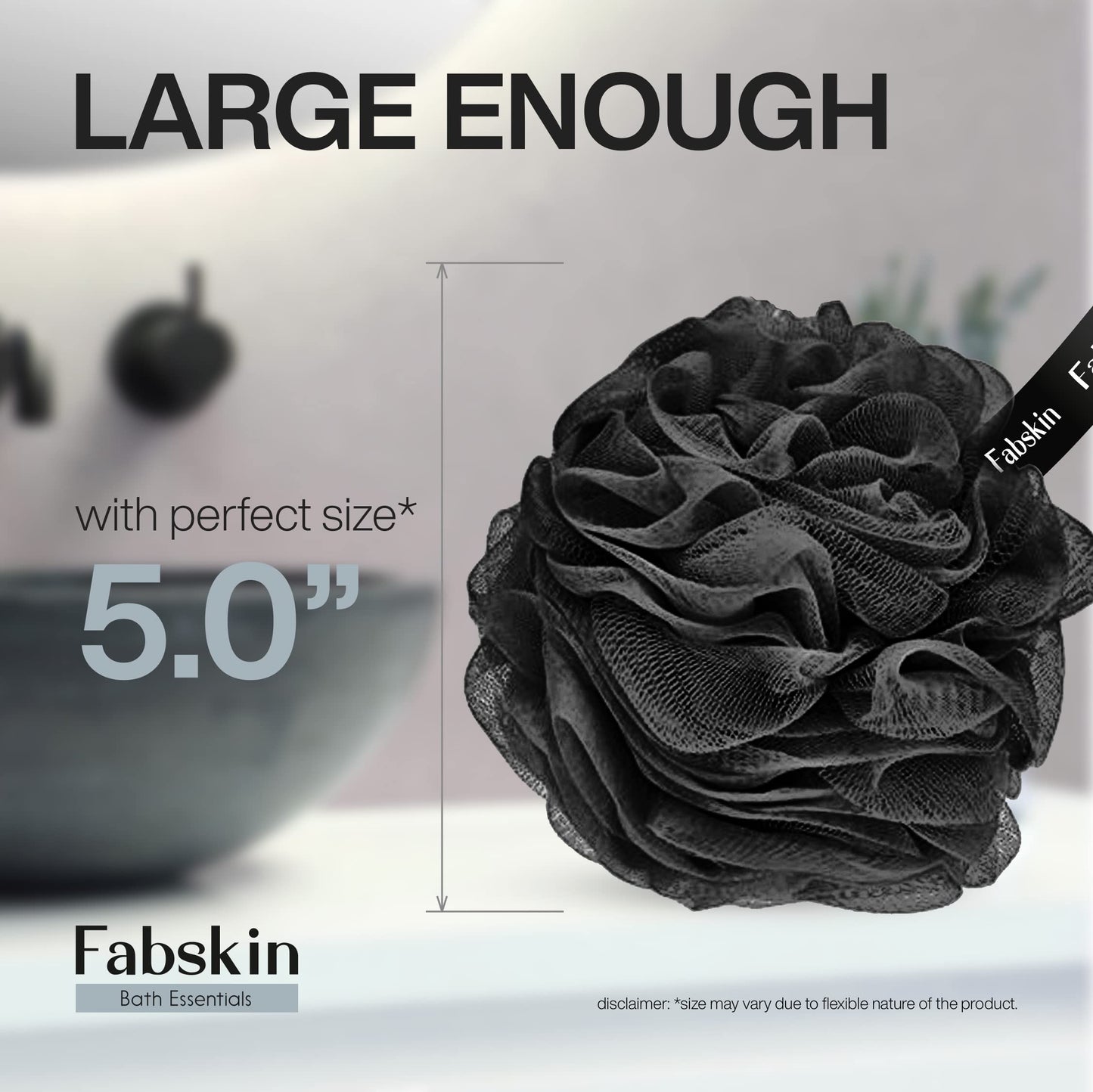 FABSKIN Loofah for Bathing - Bath Shower Sponge Scrubber Exfoliator for Women and Men - Body Wash Scrub - Bath Scrubber for Body (BLACK) Beauty and Personal Care FABSKIN