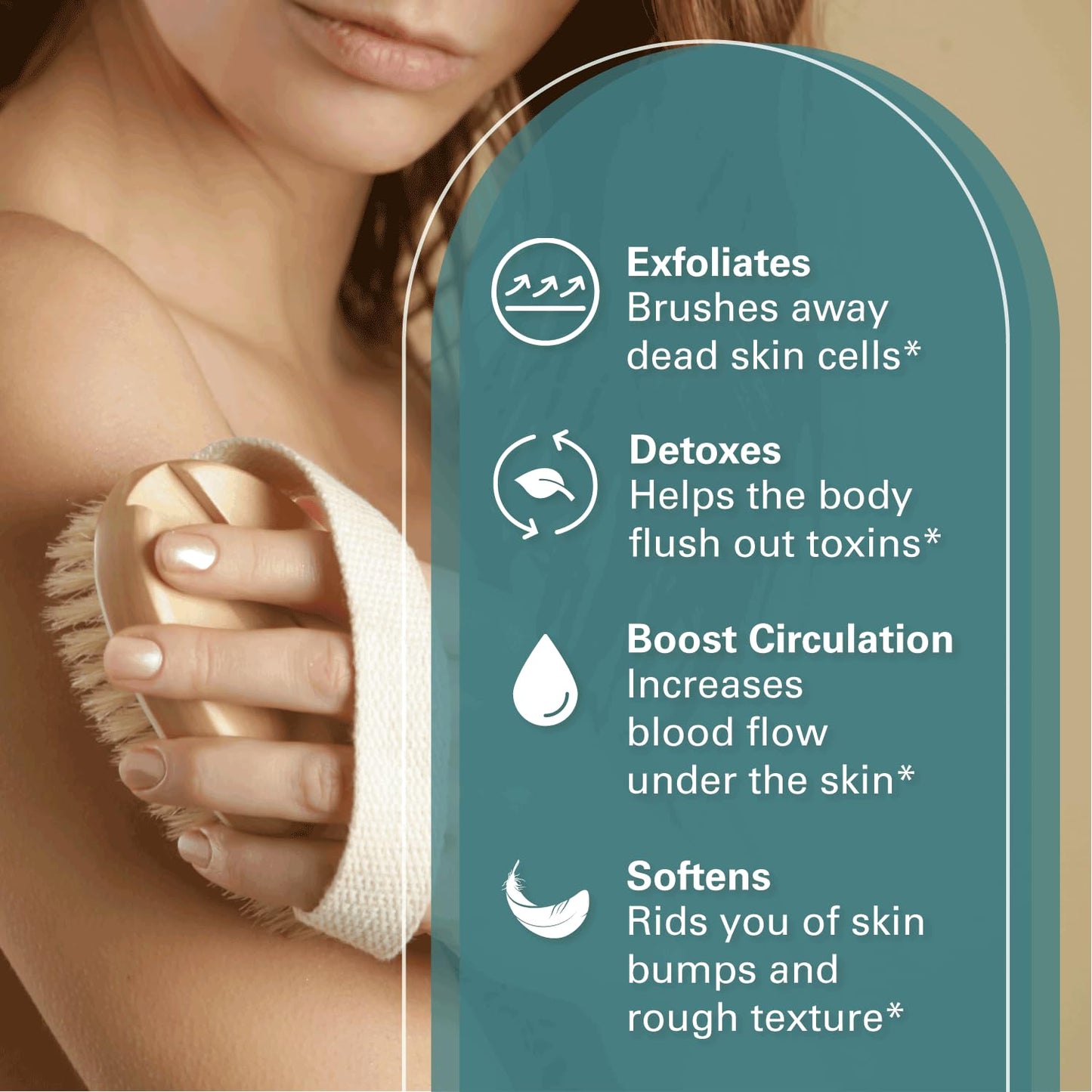 Firm Dry Brush & Shower Brush for Body - Handheld Back Scrubber Body Brush Exfoliator & Dead Skin Remover for Body Firm & Tighten Skin Improve Beauty & Personal Care M3 Naturals