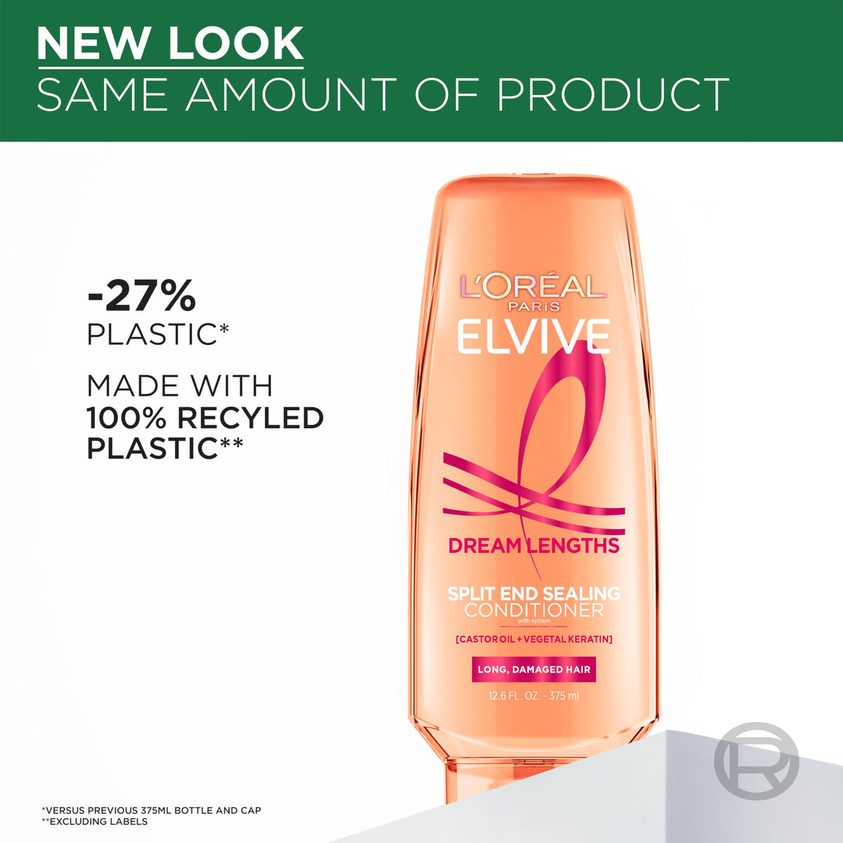 L'Oreal Paris Elvive Dream Lengths Super Detangling Conditioner with Fine Castor Oil and Vitamins B3 and B5 for Long, Damaged Hair, Instantly