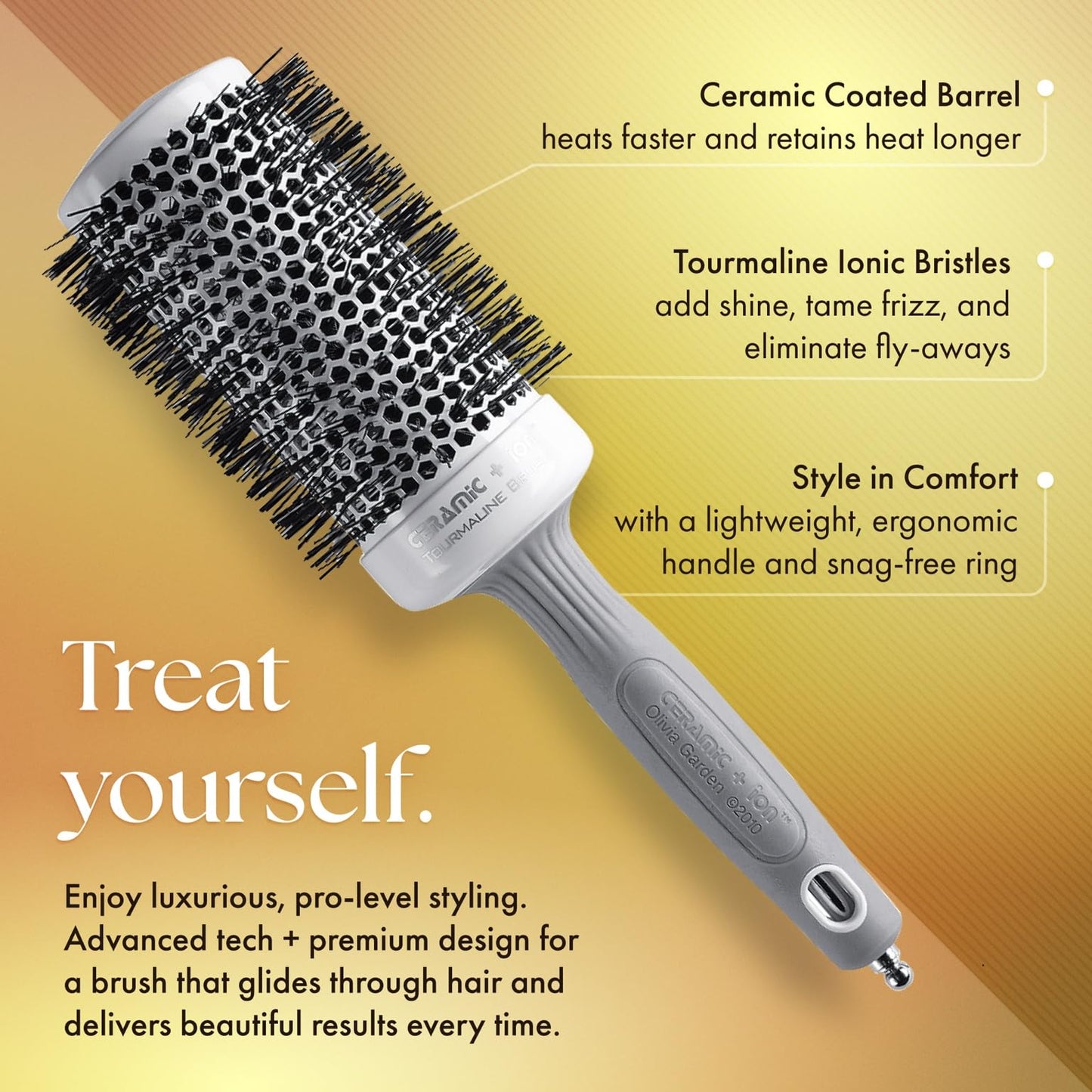 Olivia Garden Ceramic + Ion Round Thermal Hair Brush - Not Electrical - Professional Blowout Brush for Normal to Thick Hair - 2 1/8" Diameter Barrel Beauty & Personal Care Olivia Garden