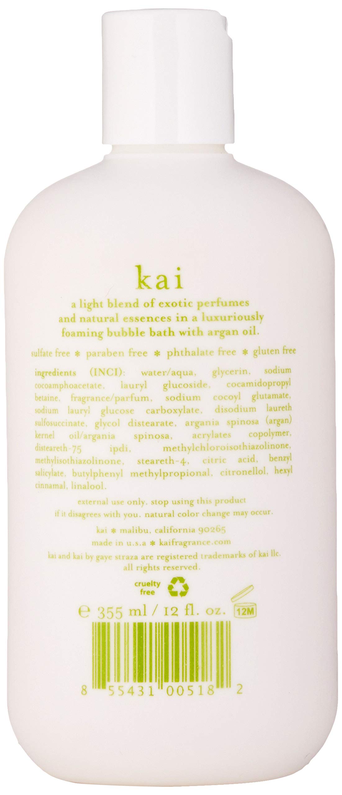 kai Bathing Bubbles, 12 Fl Oz., Bubble Bath Rich in argan Oil, Scented with Our Signature Gardenia Wrapped in White Exotics, Vegan, Cruelty Free, Made Beauty and Personal Care kai