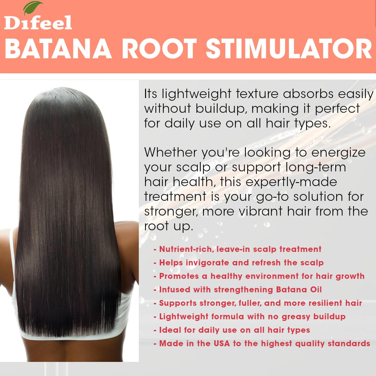 Difeel Batana Root Stimulator 2.5 oz. (Travel Size) - Batana Oil Hair Treatment, Revitalize & Nourish Hair