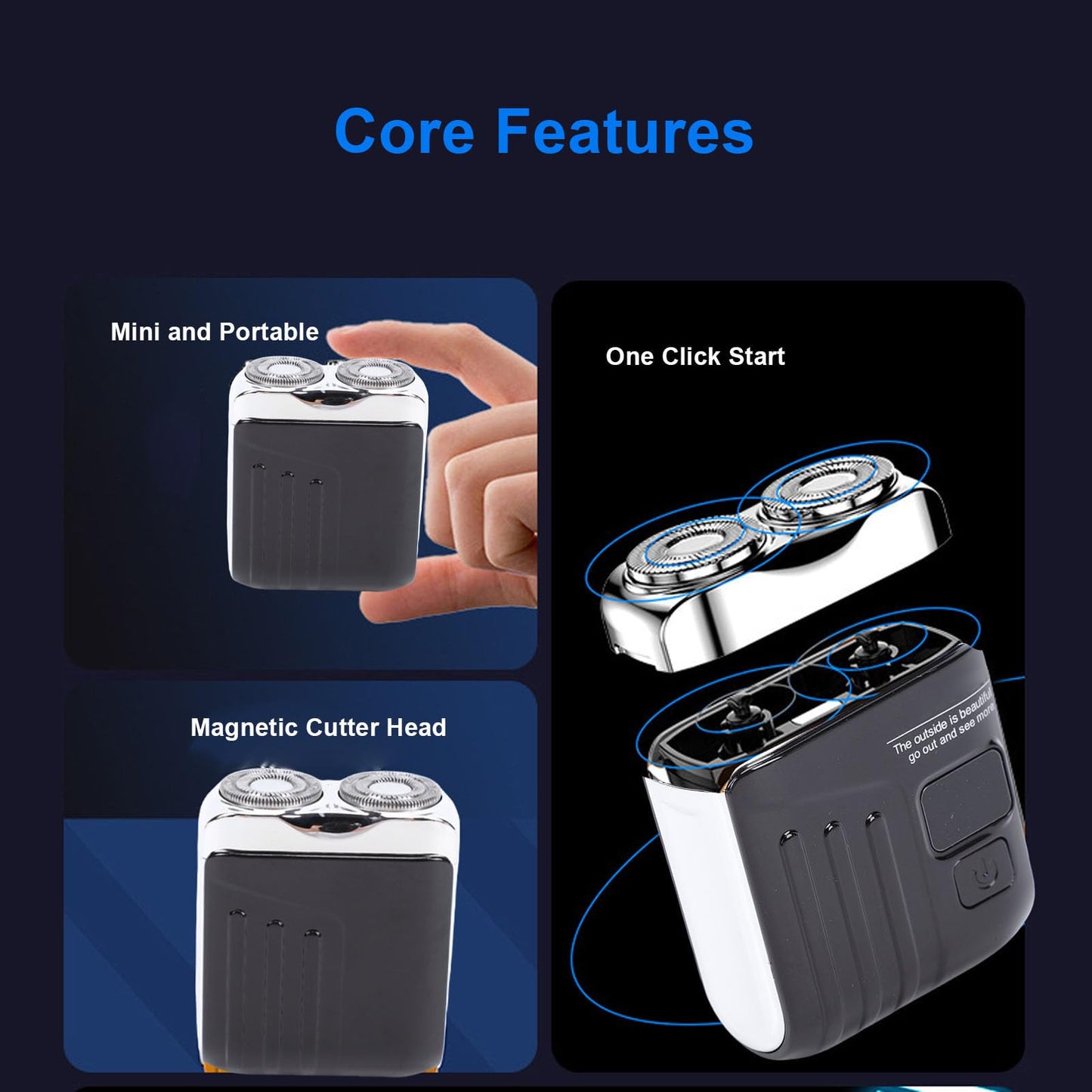 HETHLIF Mini Electric Trimmer, Rotary Shavers for Men, Mini Shavers for Men, Pocket Size Travel Trimmer USB Rechargeable with Dual Stainless Steel Beauty and Personal Care HETHLIF