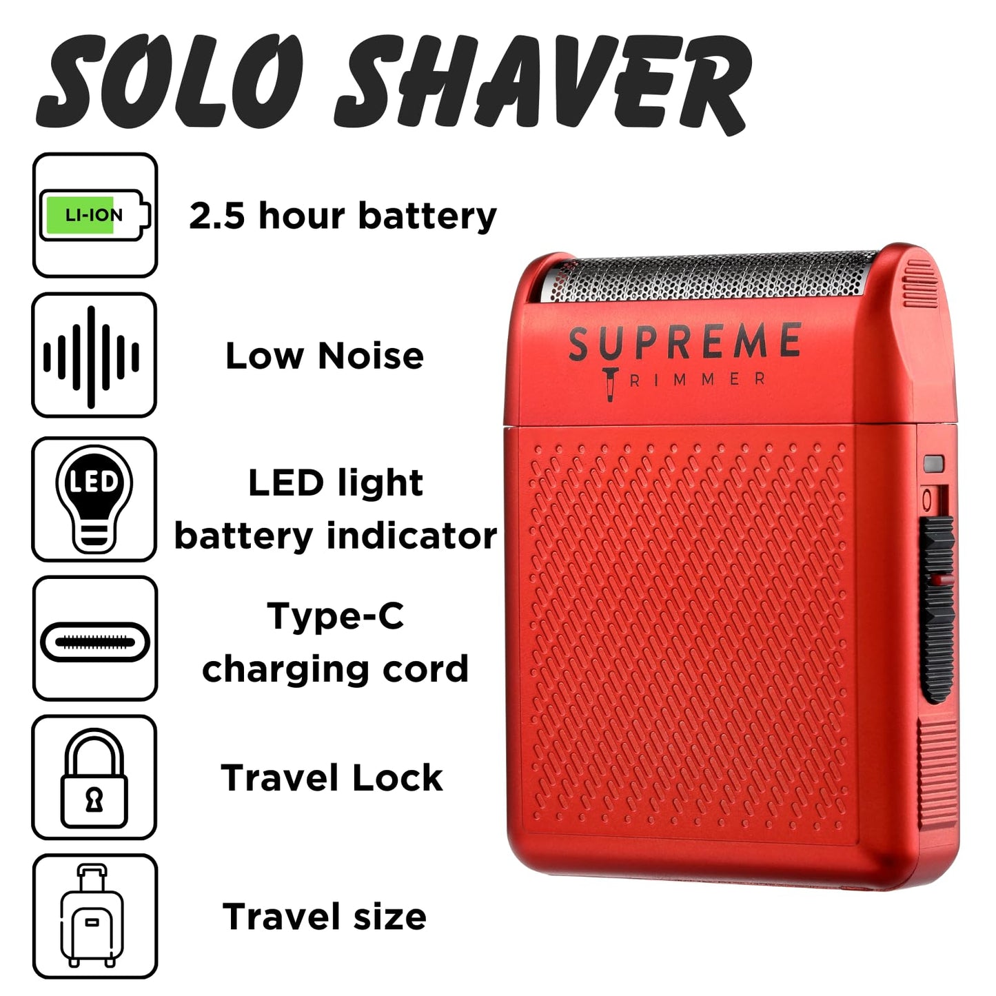 Supreme Trimmer Solo Single Foil Shaver for Pocket - 150 Min Runtime Cordless use, Powerful USB-C Mini Travel Razor for Professional & Home use Beauty and Personal Care Supreme Trimmer