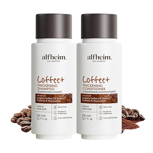 Coffee Thickening Shampoo & Conditioner Set - Caffeine & Plant Protein for Fuller, Volumized Hair - Sulfate-Free, Paraben-Free, Cruelty-Free - 10.7 oz Beauty & Personal Care ALFHEIM