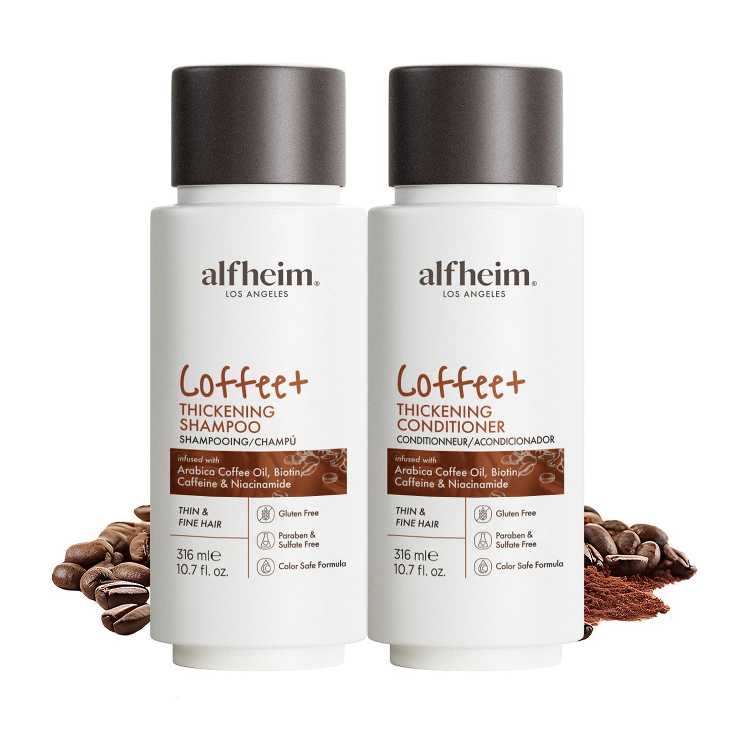 Coffee Thickening Shampoo & Conditioner Set - Caffeine & Plant Protein for Fuller, Volumized Hair - Sulfate-Free, Paraben-Free, Cruelty-Free - 10.7 oz Beauty & Personal Care ALFHEIM
