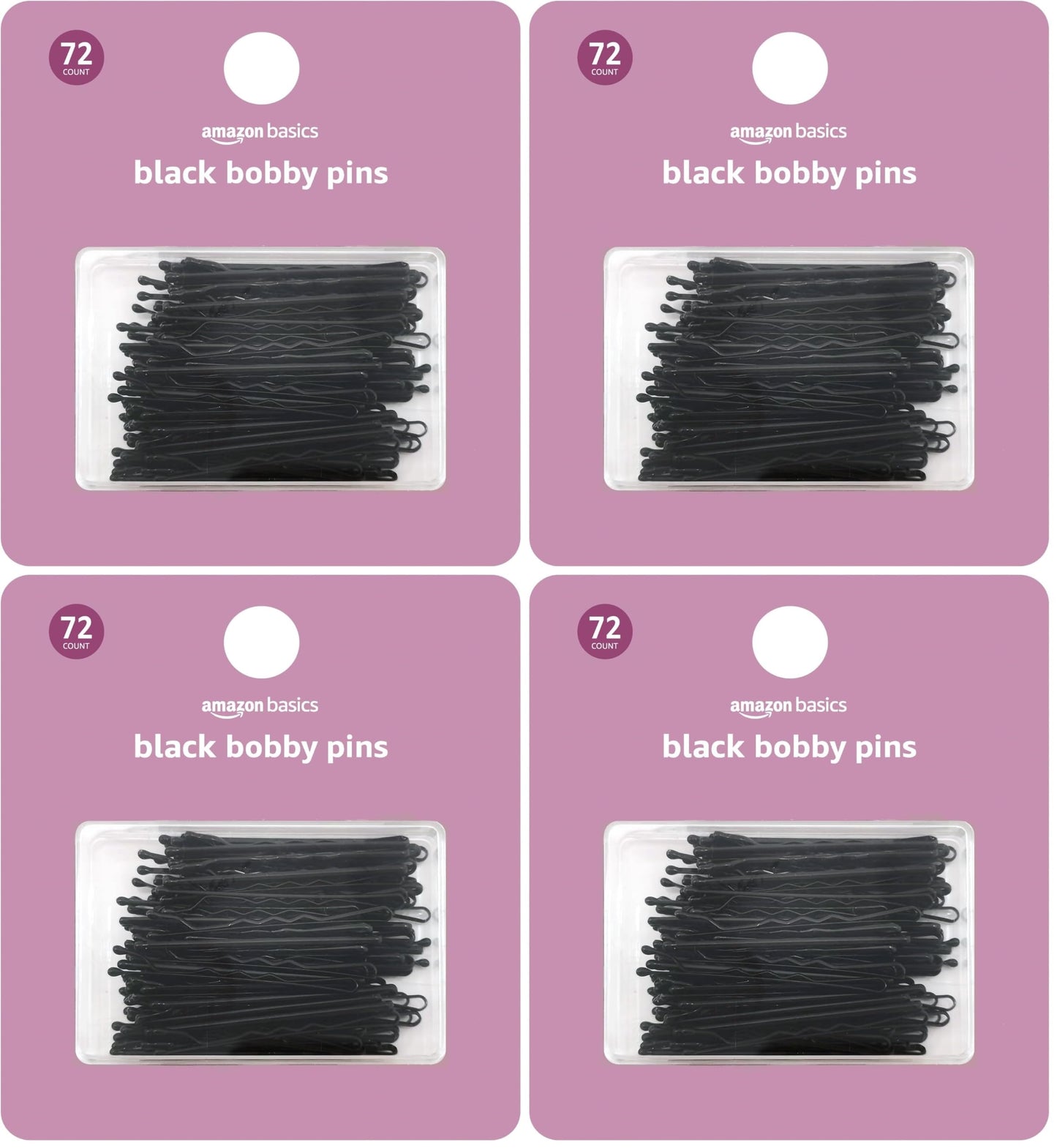 Amazon Basics Bobby Pins in Case Black 72 Count (Pack of 4) Beauty and Personal Care Amazon Basics Default Title