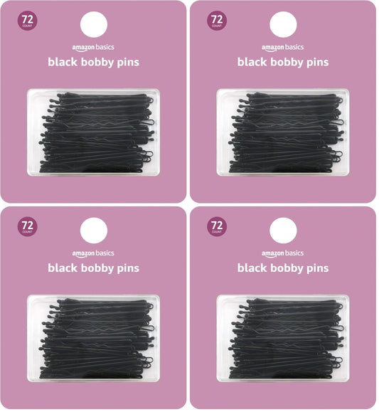 Amazon Basics Bobby Pins in Case Black 72 Count (Pack of 4) Beauty and Personal Care Amazon Basics Default Title