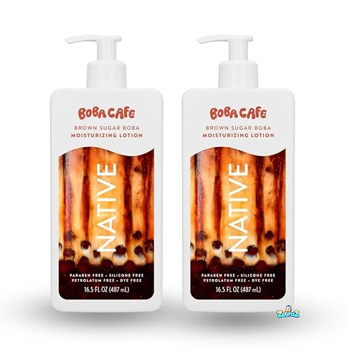 Native Moisturizing Body Lotion, Limited Edition Brown Sugar Boba, Silicone Free for Women and Men, Boba Café, 16.5 oz - Pack Of 02 Beauty & Personal Care Native