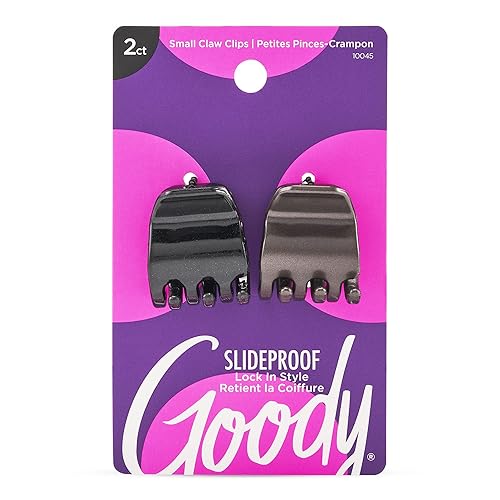 Goody SlideProof Mini Claw Clips, 2 Ct, Black/Brown, Secure Grip for Quick & Easy Hairstyles, Chic Hair Styling Accessories for Women, Men, Boys Beauty & Personal Care GOODY