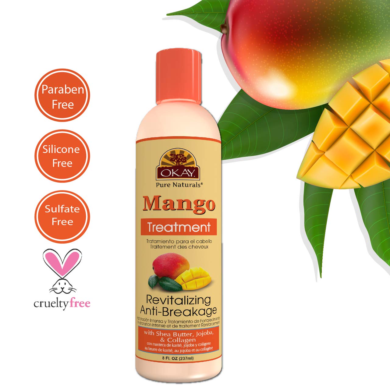 Okay Mango Revitalizing Anti-Breakage Treatment, For All Hair Types, Revitalize, 8 Fl Oz Beauty & Personal Care OKAY