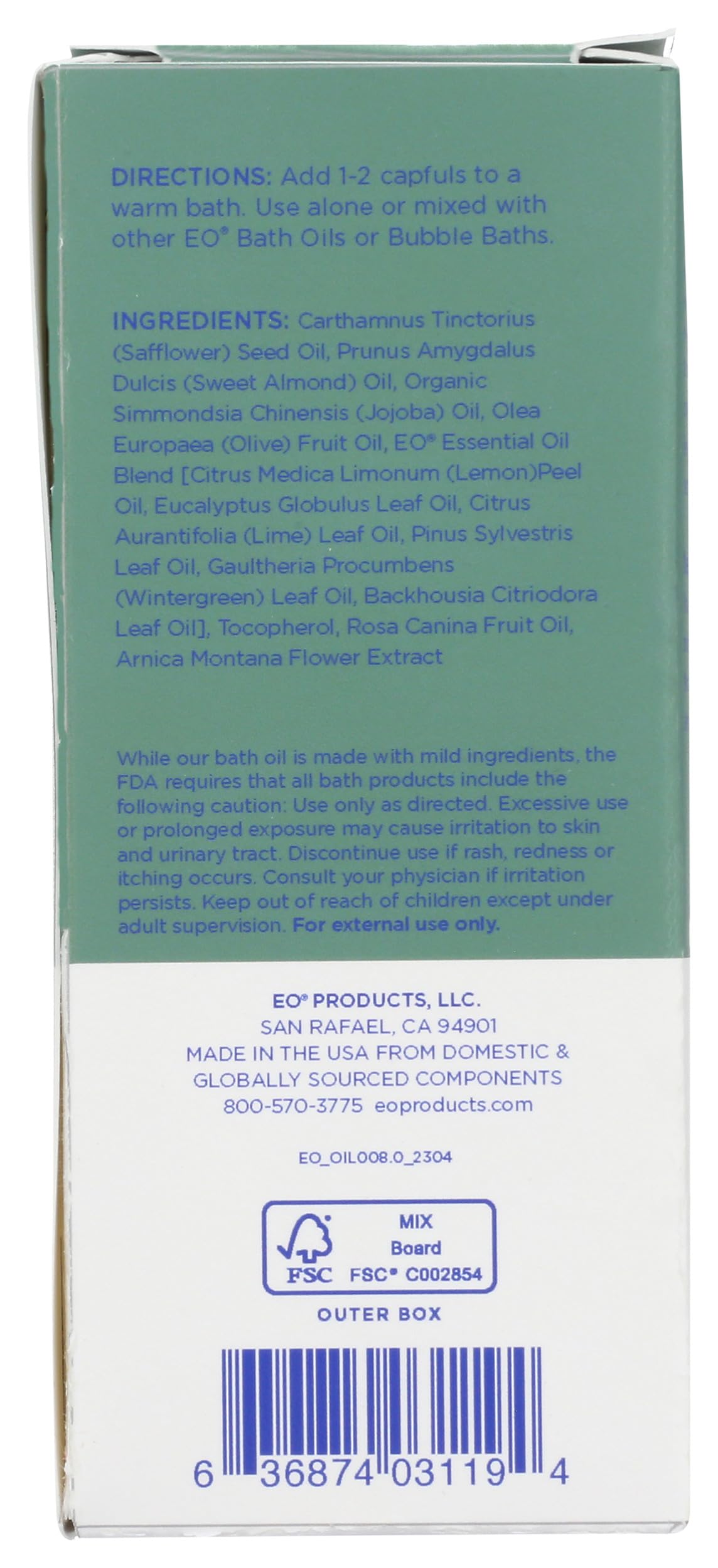Eo, Bath Oil Eucalyptus Lemon, 4 Fl Oz Beauty and Personal Care EO