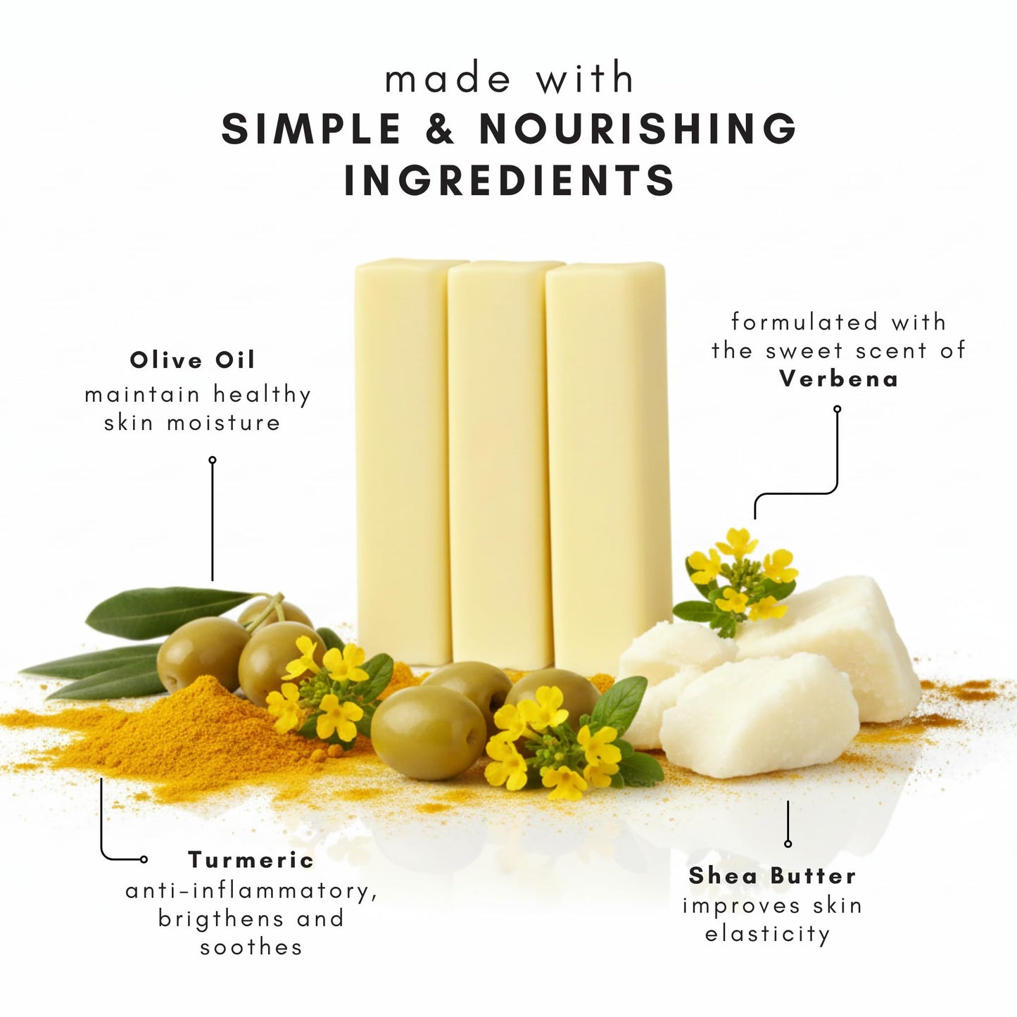 Olivia Care Moisturizing Bar Soap Pack by 100% Natural & Organic Infused with Verbena, Shea Butter & Turmeric Deep Clean, Refreshing, Moisturizing Beauty & Personal Care Olivia Care