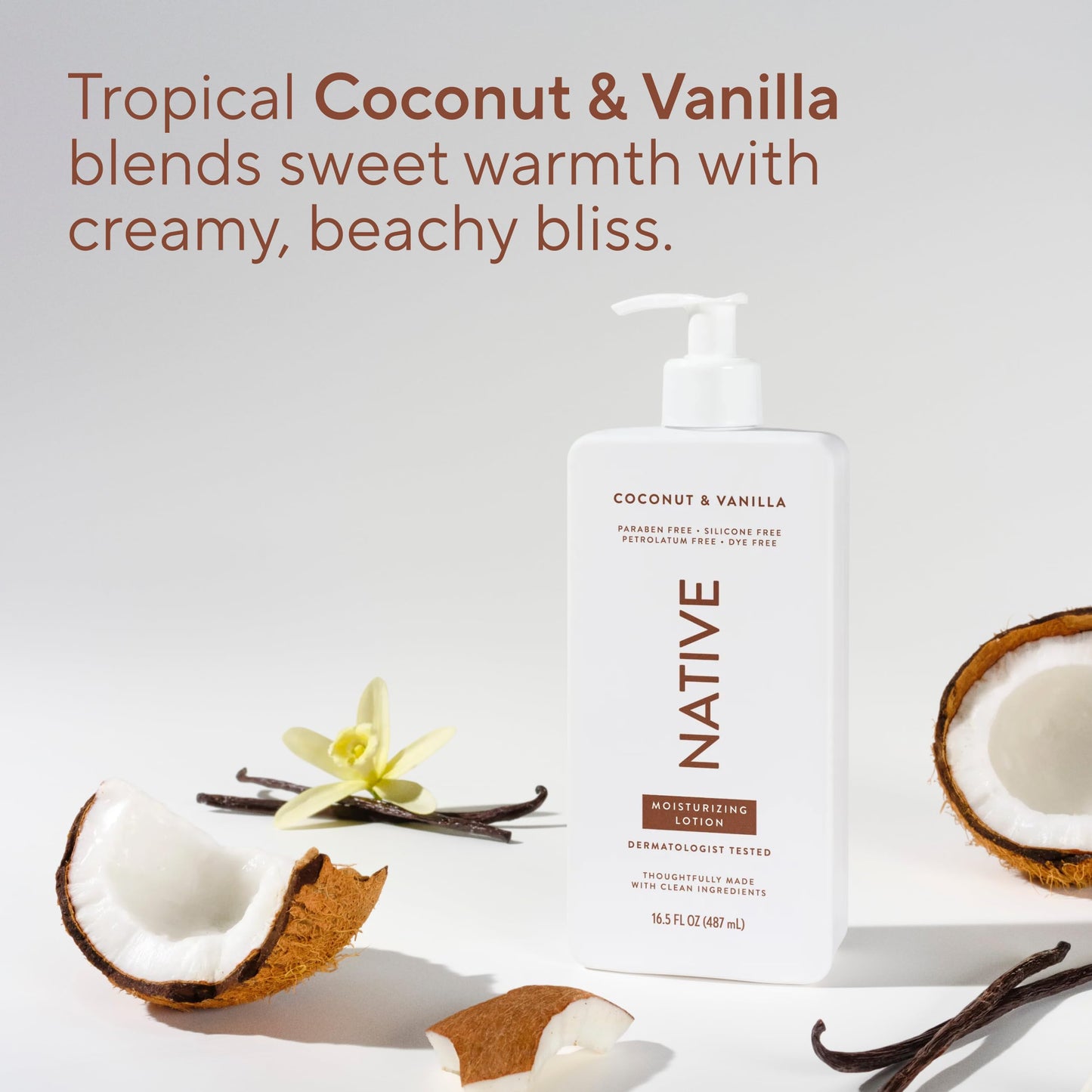 Native Body Lotion, Coconut & Vanilla, 48-Hour Hydration for Dry & Sensitive Skin, Made with Plant-Based Moisturizers like Shea Butter, Silicone Beauty & Personal Care Native