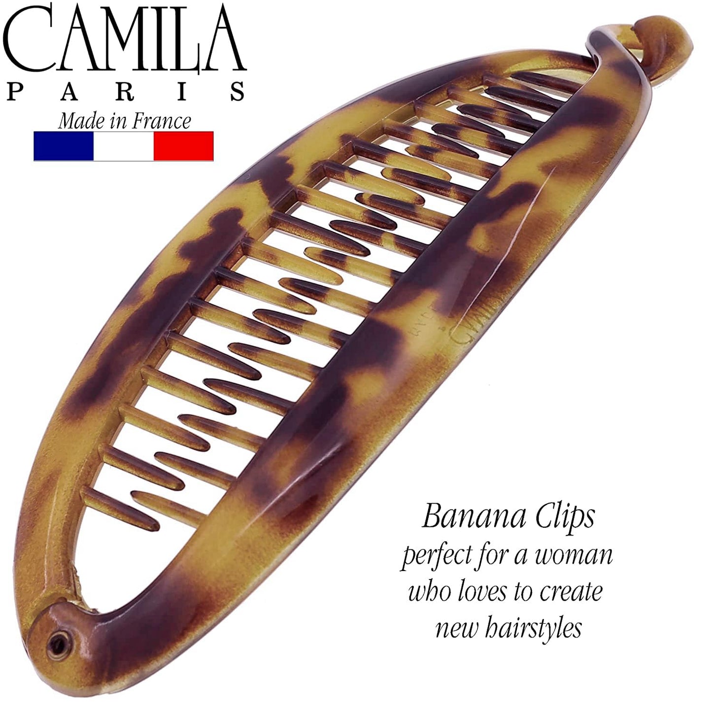 Camila Paris CP1578 French Large Banana Clip Hair Comb, Classic Banana Clips Hair for Thick Hair Ponytail Holder Interlocking Styling Clips for Women Beauty & Personal Care Camila