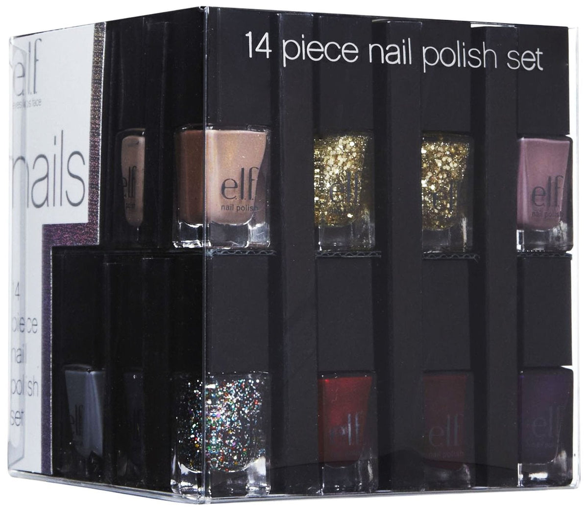 e.l.f. 14 Piece Nail Polish Cube, Jewel Tones, 2.8 Fluid Ounce Beauty & Personal Care e.l.f. cosmetics