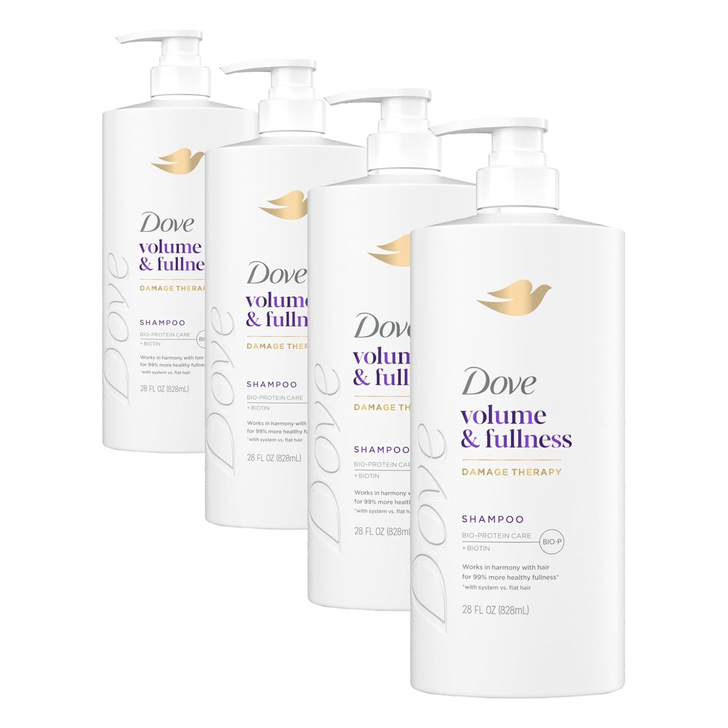Dove Shampoo Volume & Fullness for Fine, Thin Hair with Bio-Protein Care Technology and Biotin 28 Fl Oz (Pack of 4) Beauty and Personal Care Dove Default Title