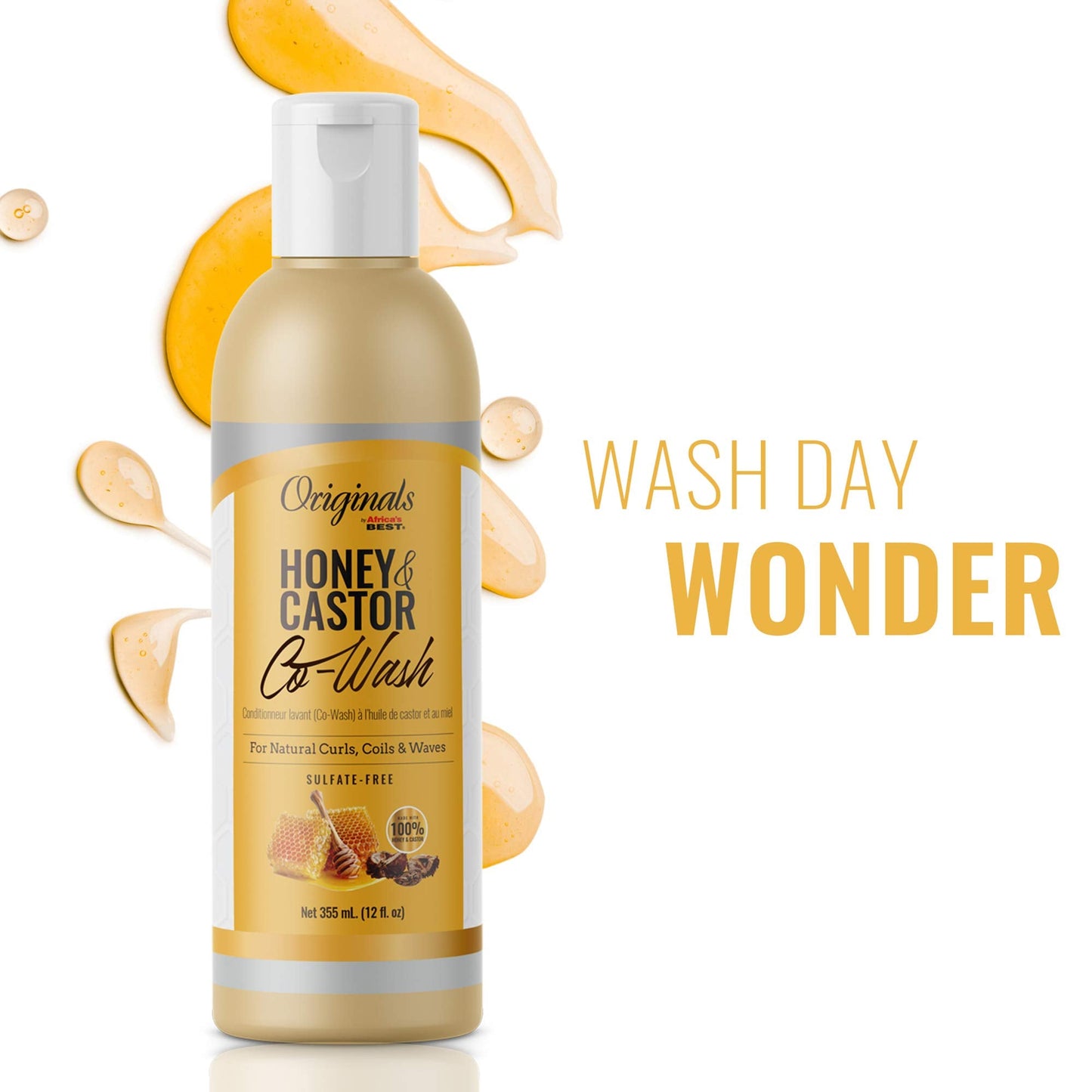 Africa's Best Originals by and Castor Hair Co-Wash for Natural Curls, Coils and Waves, Sulfate-Free, Honey 12 Fl Oz Beauty & Personal Care Africa's Best