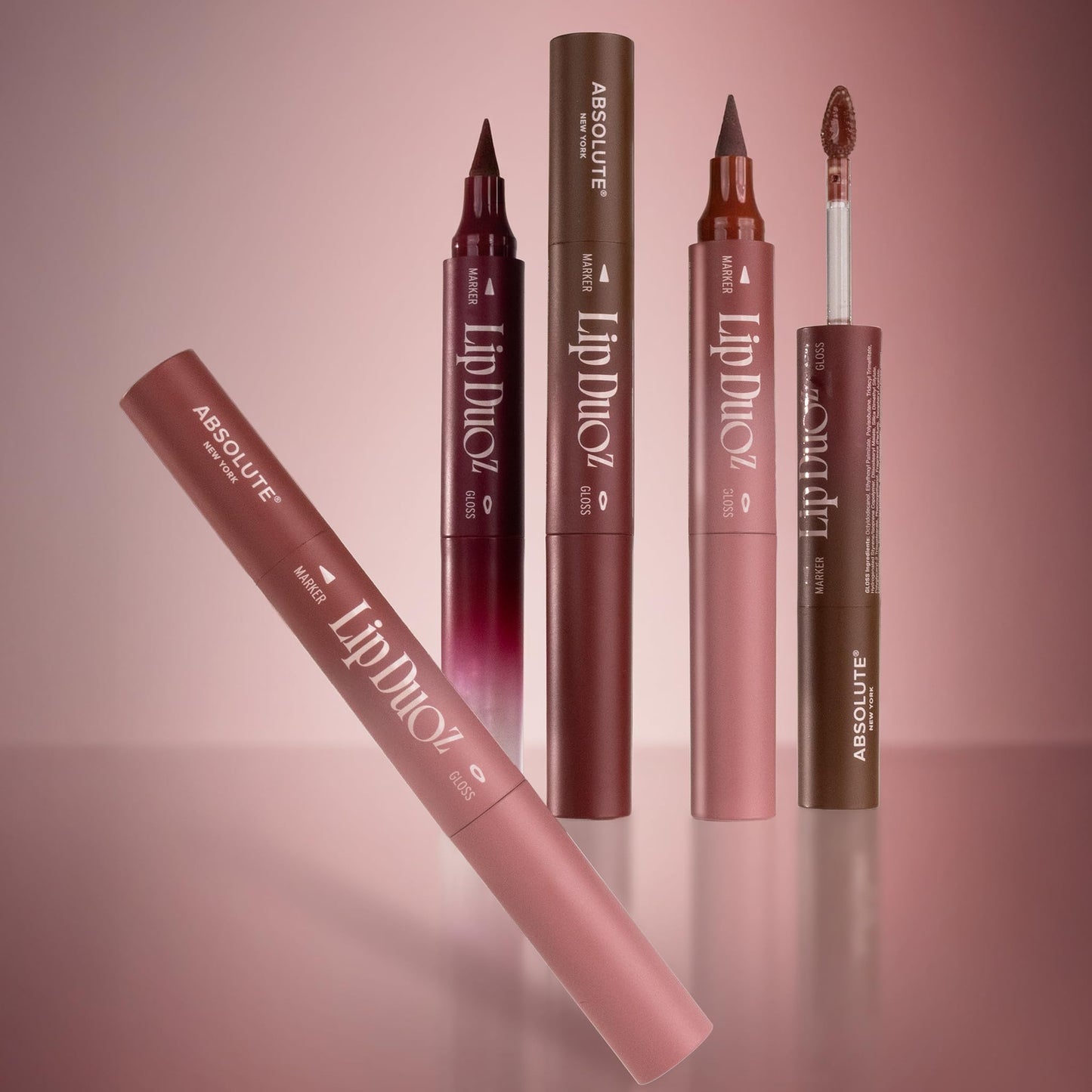 Absolute New York Lip DuoZ, 2 in 1 Lip Marker and Lip Gloss, High Shine, Water Resistant, Smudge Proof, Precision Felt Tip (Ruby Pearl) Beauty & Personal Care Absolute New York