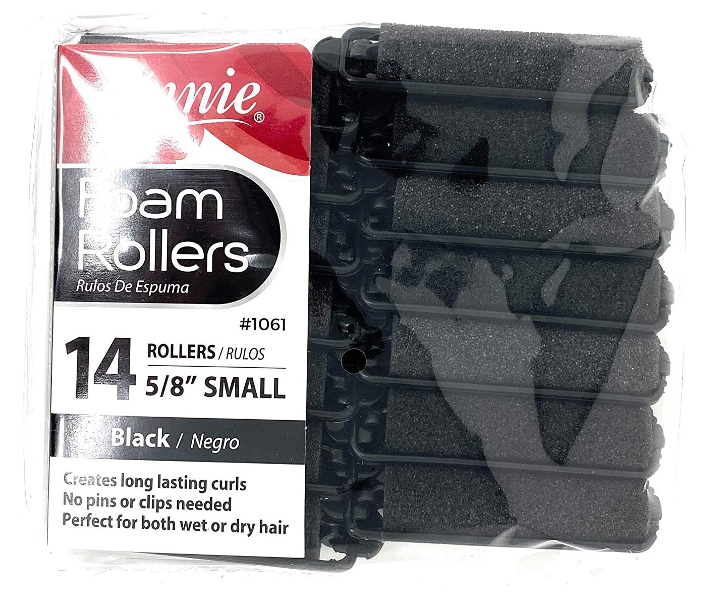 Annie- Salon Style Small Foam Hair Rollers - (5/8") Black - (14) Piece Set - Soft Heat-less Hair Curling Tools Beauty & Personal Care Annie