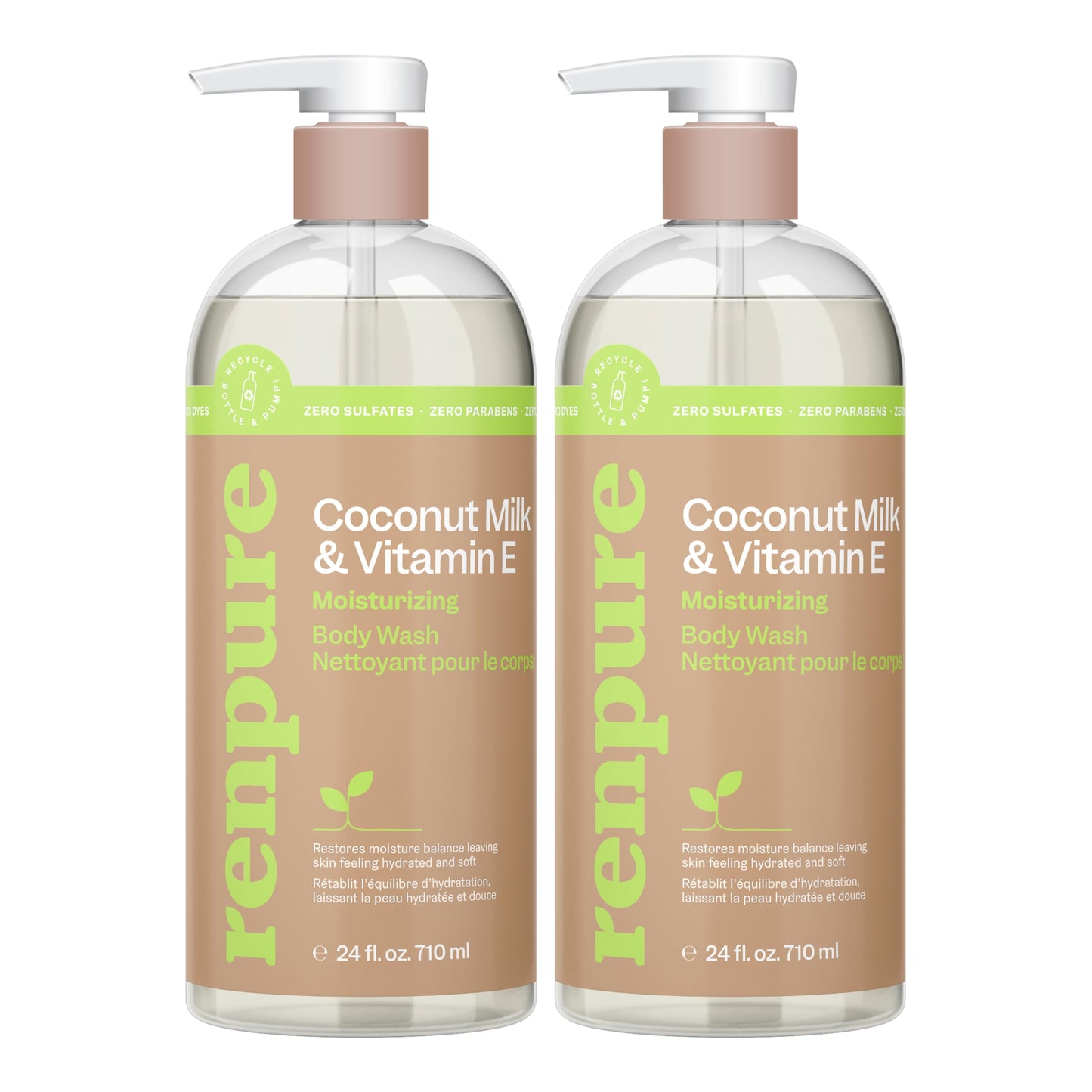 Renpure Coconut Milk & Vitamin E Moisturizing Body Wash - Gently Cleanses & Restores Moisture Balance - For Soft, Hydrated & Healthy-Looking Skin Beauty & Personal Care RENPURE