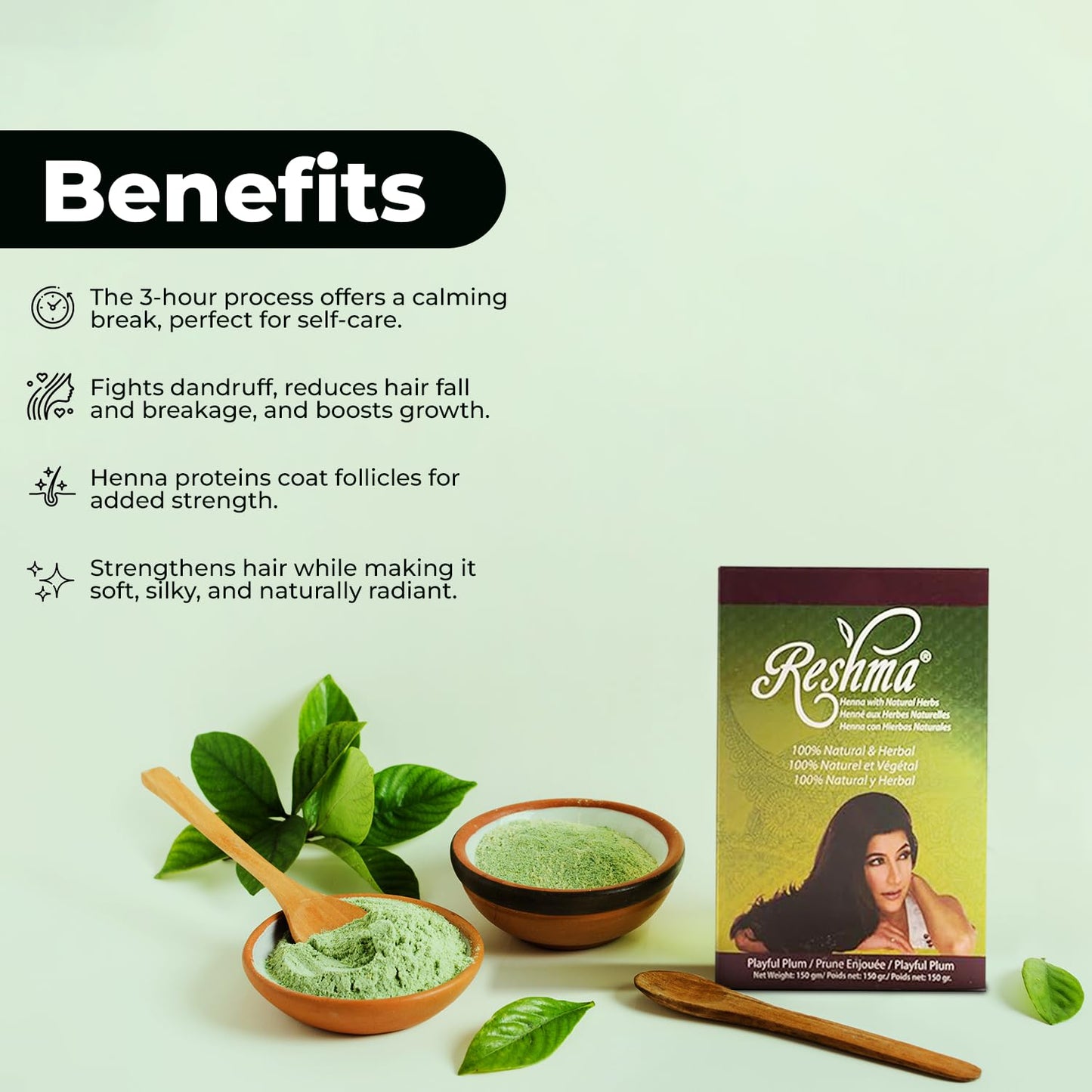 Reshma Beauty Ayurvedic Henna Hair Color Blend - Henna & Indigo with Herbal Extracts - Natural Plum/Burgundy Hair Color for Gray Blending - Heena Beauty & Personal Care Reshma Beauty