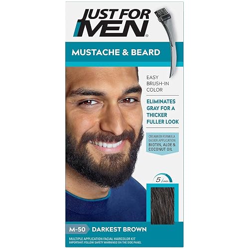 JUST FOR MEN Color Gel Mustache & Beard, M-50 Darkest Brown 1 ea (Pack of 4) Beauty & Personal Care Just for Men