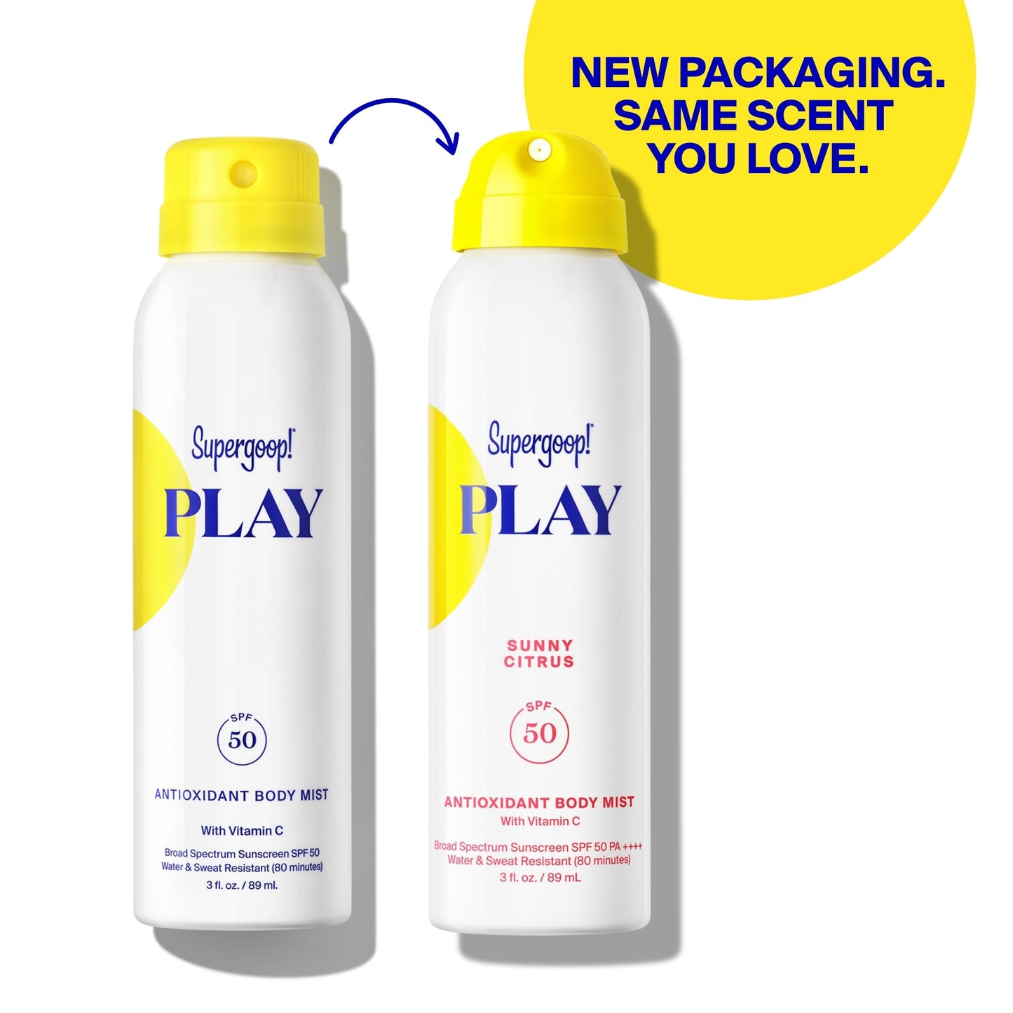 Supergoop! PLAY Antioxidant Body Mist w/Vitamin C - 3 fl oz - SPF 50 PA++++ Broad Spectrum Sunscreen - Body Spray - Great for Active Days Beauty & Personal Care Supergoop!