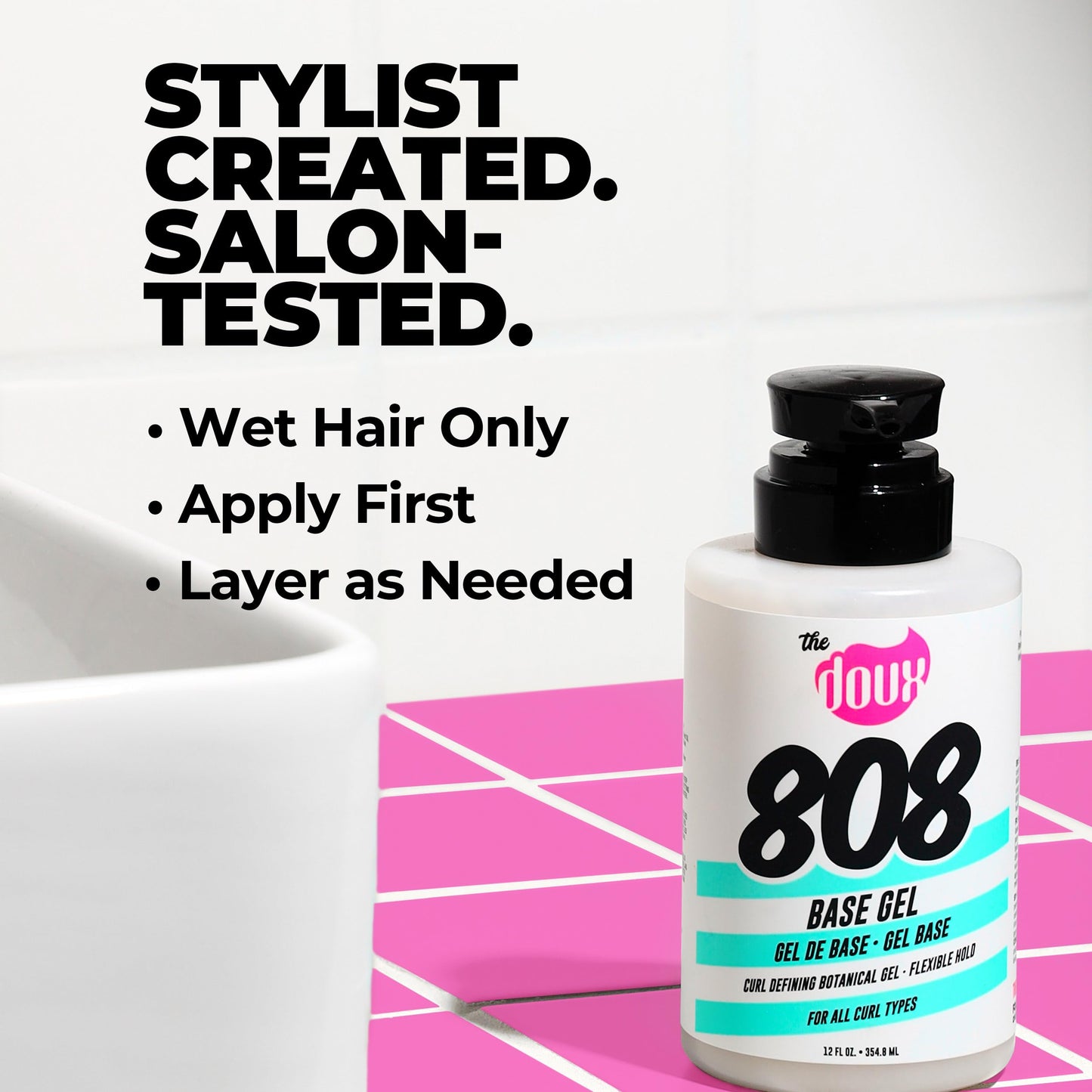 The Doux 808 Base Gel - Curl Defining Gel - Flexible Hold - For All Curl Types - Curly Hair Products for Women and Men - With Honey and Aloe Beauty & Personal Care The Doux