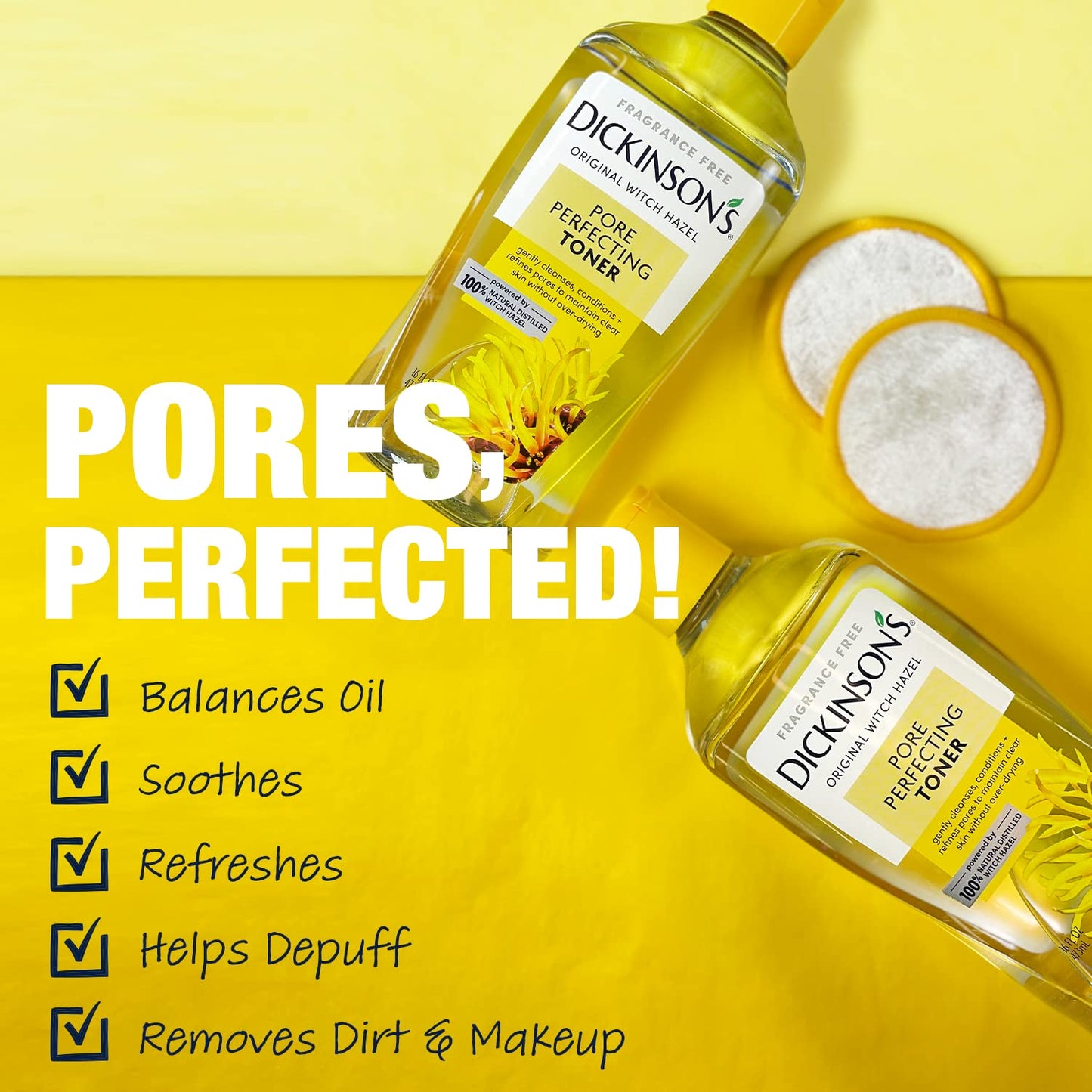 Dickinson's Original Witch Hazel Pore Perfecting Toner, 100% Natural, 3 count Beauty & Personal Care Dickinson's