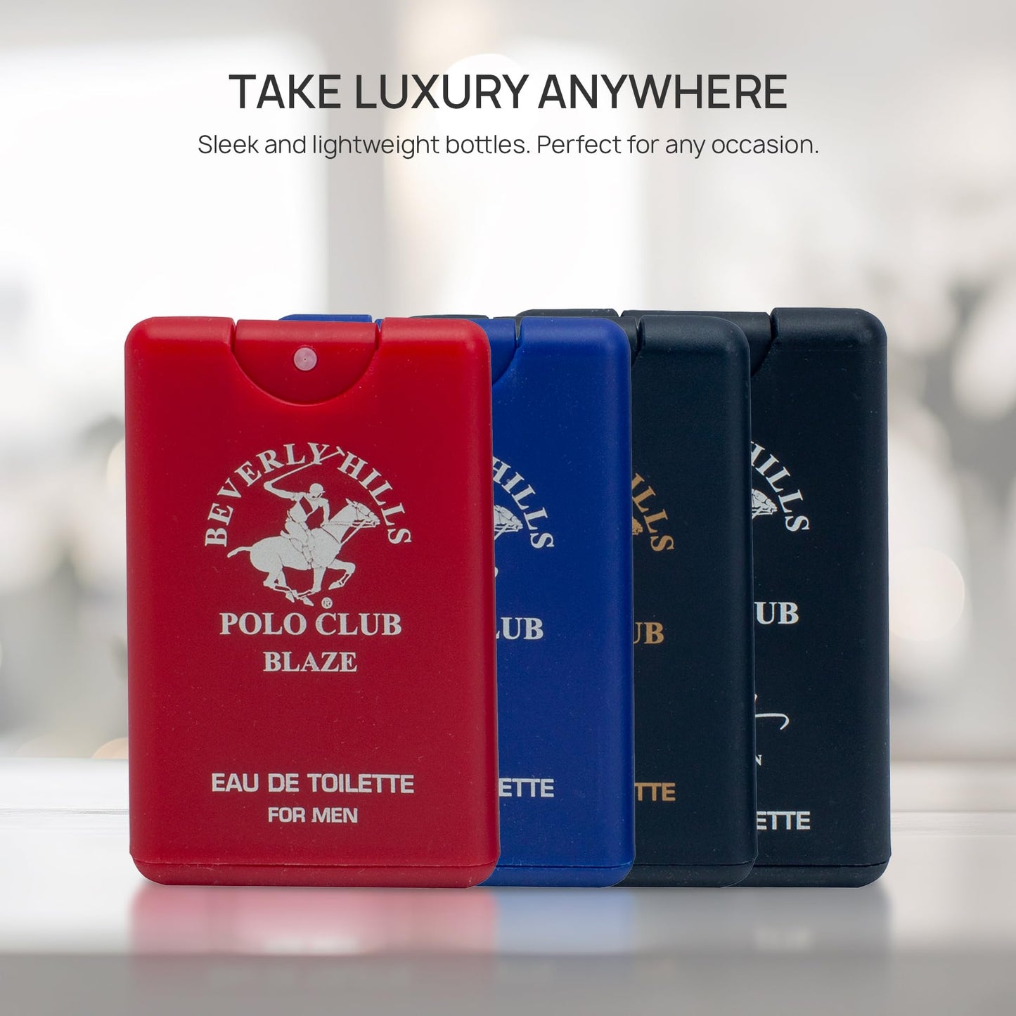Beverly Hills Polo Club MENS 4PC 20ML POCKET SPRAY - ORIGINAL STRIPED - CONTAINS BLAZE/CLASSIC/BLUE/SEXY Beauty & Personal Care Beverly Hills Polo Club