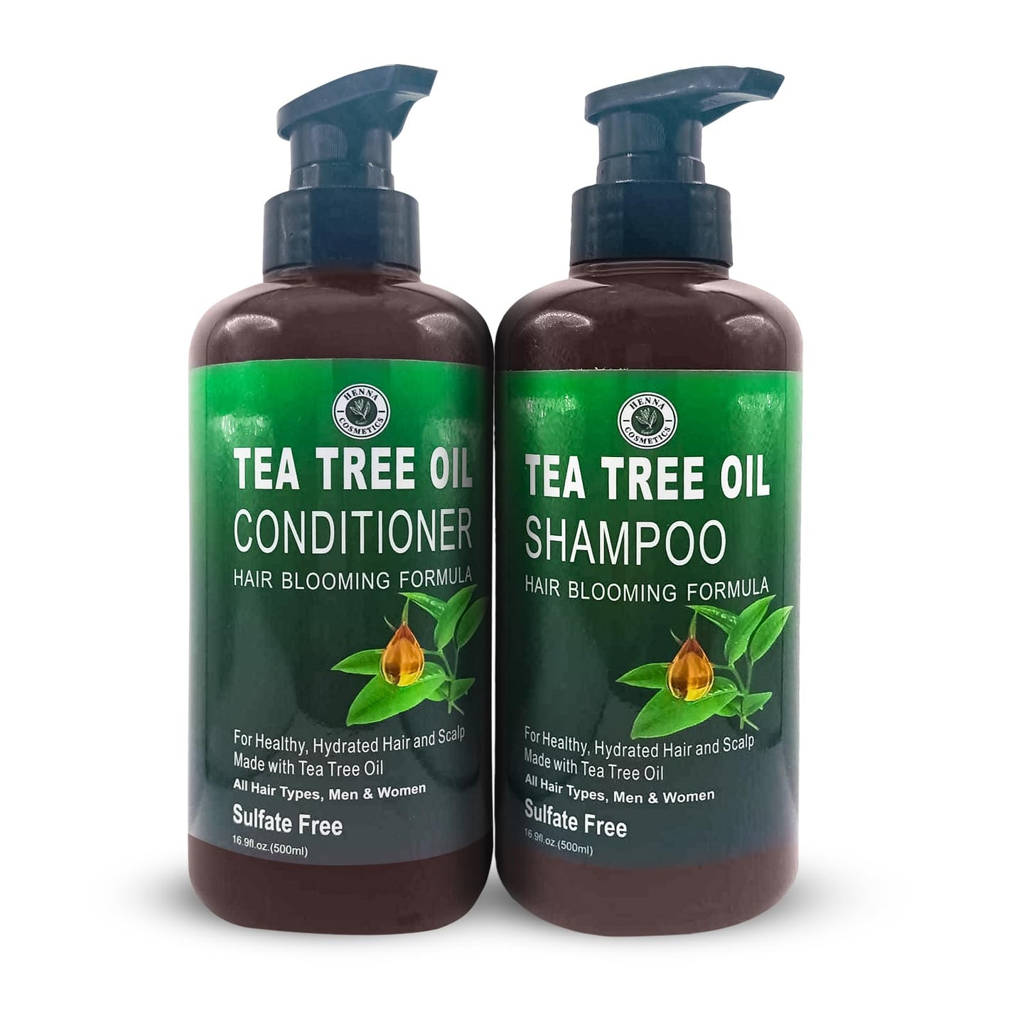 Henna Cosmetics Tea Tree Oil Shampoo & Conditioner Kit, Sulfate Paraben Free, 16.9 fl oz Beauty & Personal Care HENNA COSMETICS CYPRI