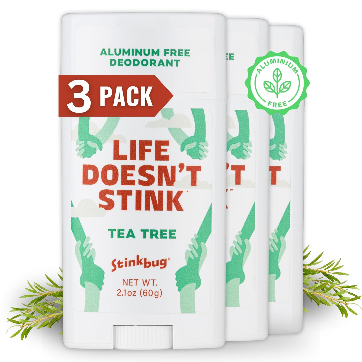 Stinkbug Naturals Organic Aluminum Free Deodorant Stick with Tea Tree, Coconut Oil and Essential Oils, Paraben Free, Sensitive Skin Deodorant, 2.1 Beauty and Personal Care Stinkbug