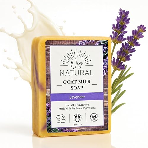 Way Natural French Lavender Soap Bar - Goat Milk Soap for Men & Women - Natural, Handmade w/Real Milk - Dry Skin, Hands/Body - Premium, Gentle, No Beauty & Personal Care Way Natural