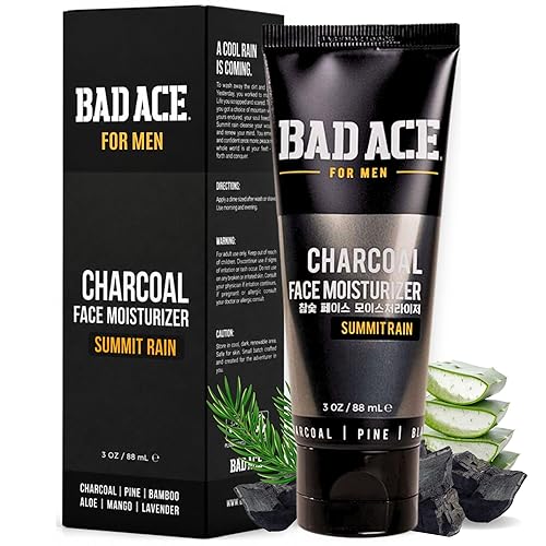 BAD ACE Daily Men's Face Moisturizer for Oily Skin, Premium Korean Skin Care Hydrating Facial Cream, Charcoal Face Lotion with Natural Extracts, Men’s Beauty & Personal Care BAD ACE