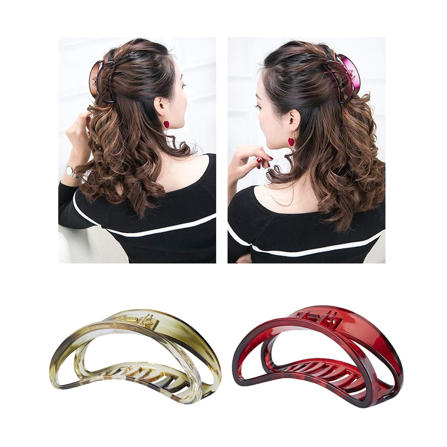 Lawie 4 Pack Large Black Brown Red Butterfly Octopus Arcylic Resin Plastic Hair Claw Clips Crab Jaw Barrettes Hair Grips Clamps Clasps Decorative Bun Beauty & Personal Care Lawie