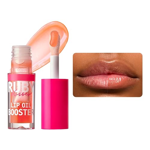 Ruby Kisses Lip Oil Booster, Hydrating Lip Gloss with Nourishing Natural Oil Blend, Jumbo Wand for Easy Application, Non-Sticky Formula (Coral) Beauty & Personal Care Ruby Kisses