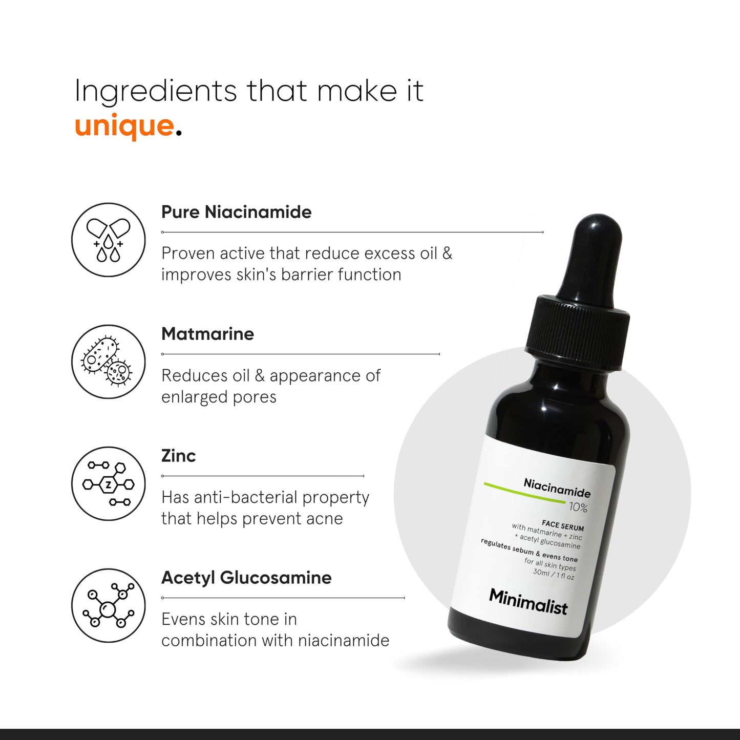 Minimalist 10% Niacinamide Face Serum for Enlarged Pores, Acne & Excess Oil | Reduces Blemishes for Even Skin Tone | For Women & Men | 1 Fl Oz / 30 ml Beauty & Personal Care Minimalist