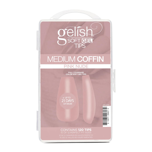 Gelish Nude Soft Gel™ Tips Press on Nails Extension - Pink Nude Medium Coffin, 120 Count