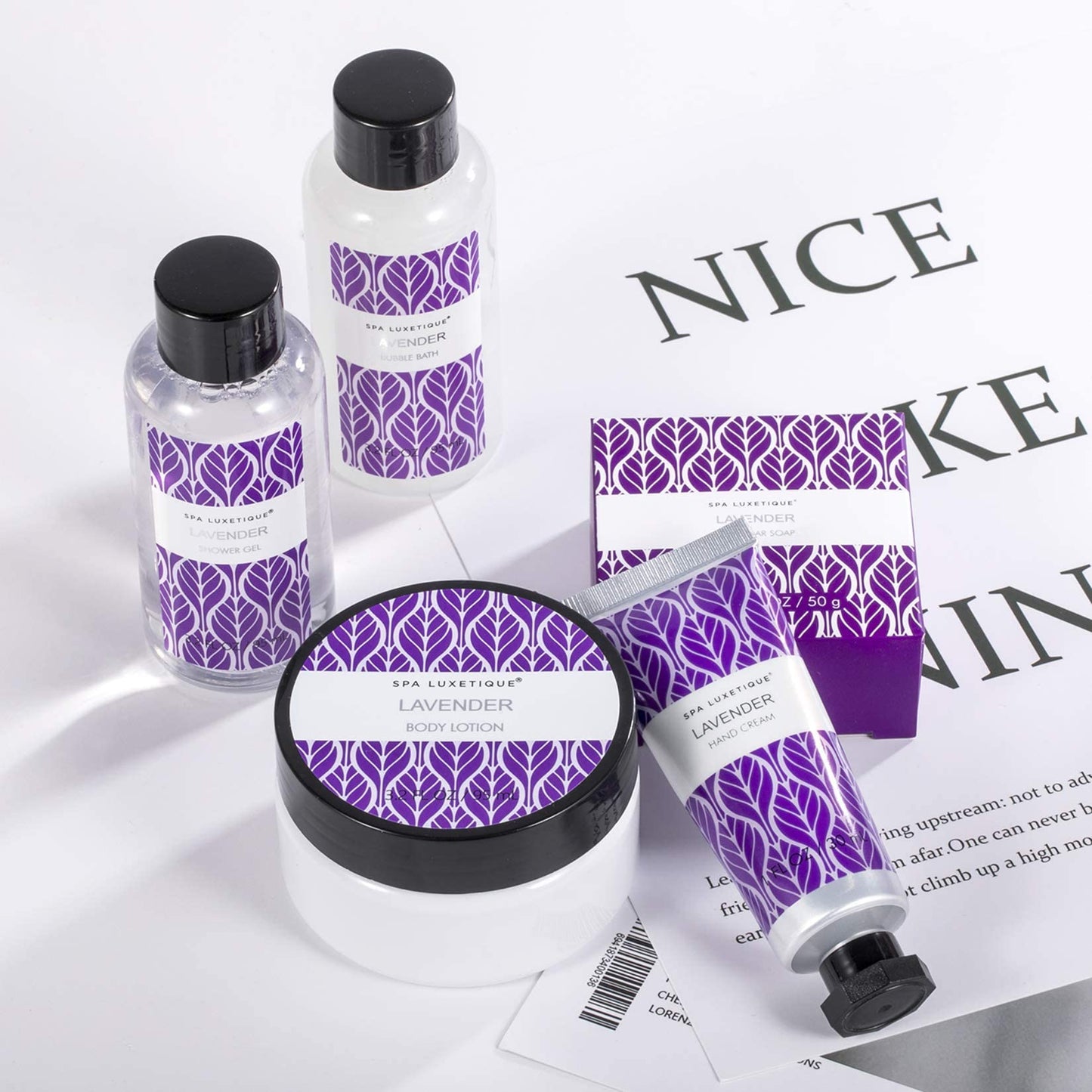 Spa Luxetique Lavender Spa Set, Bath Set for Women Gift, Relaxing Home Spa Kits Includes Body Lotion, Shower Gel, Bubble Bath, Hand Cream, Birthday Beauty & Personal Care spa luxetique