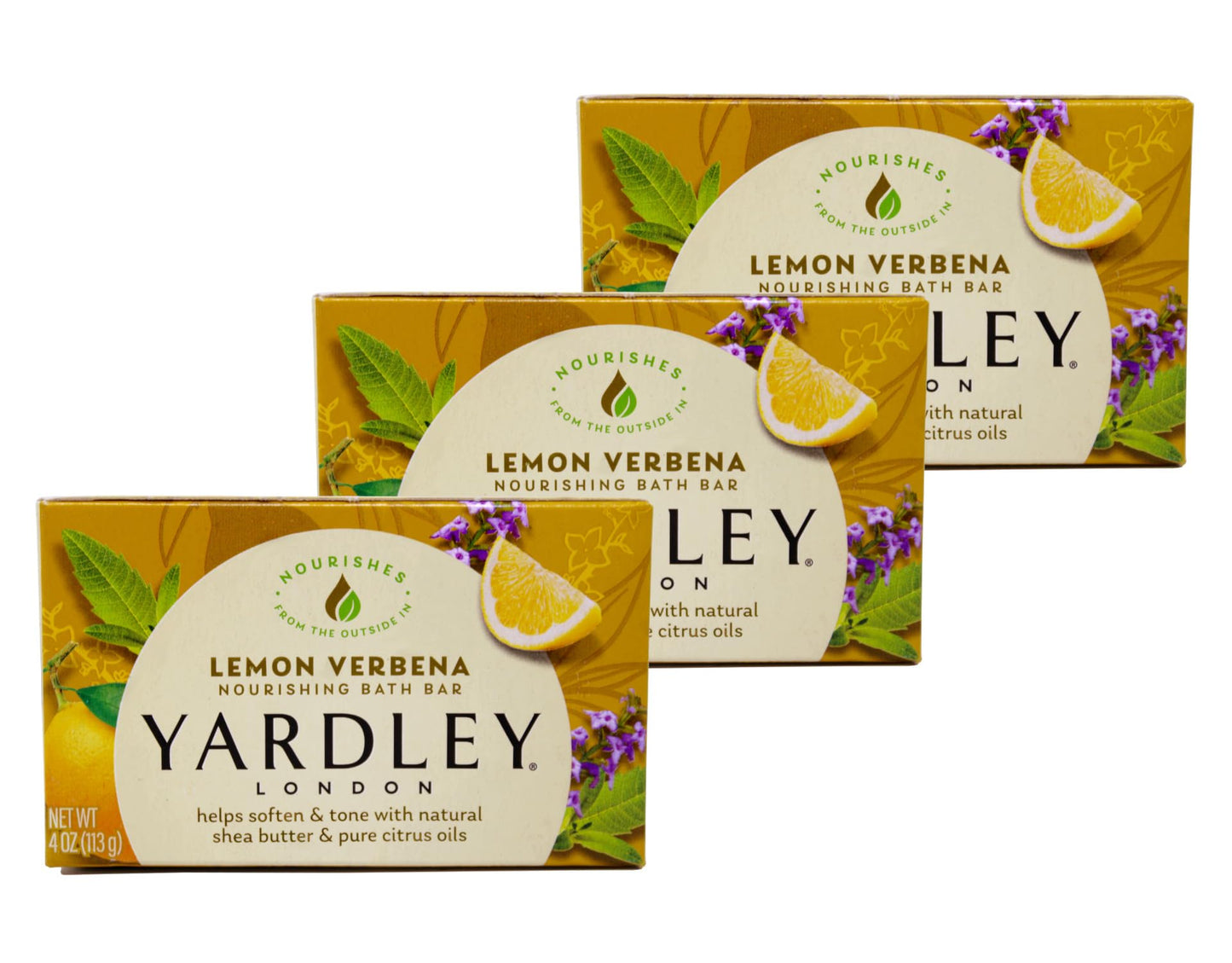 Yardley London Lemon Verbena with Shea Butter & Pure Citrus Oil Moisturizing Bar 4.25 ozr (Pack of 3) Beauty & Personal Care Yardley