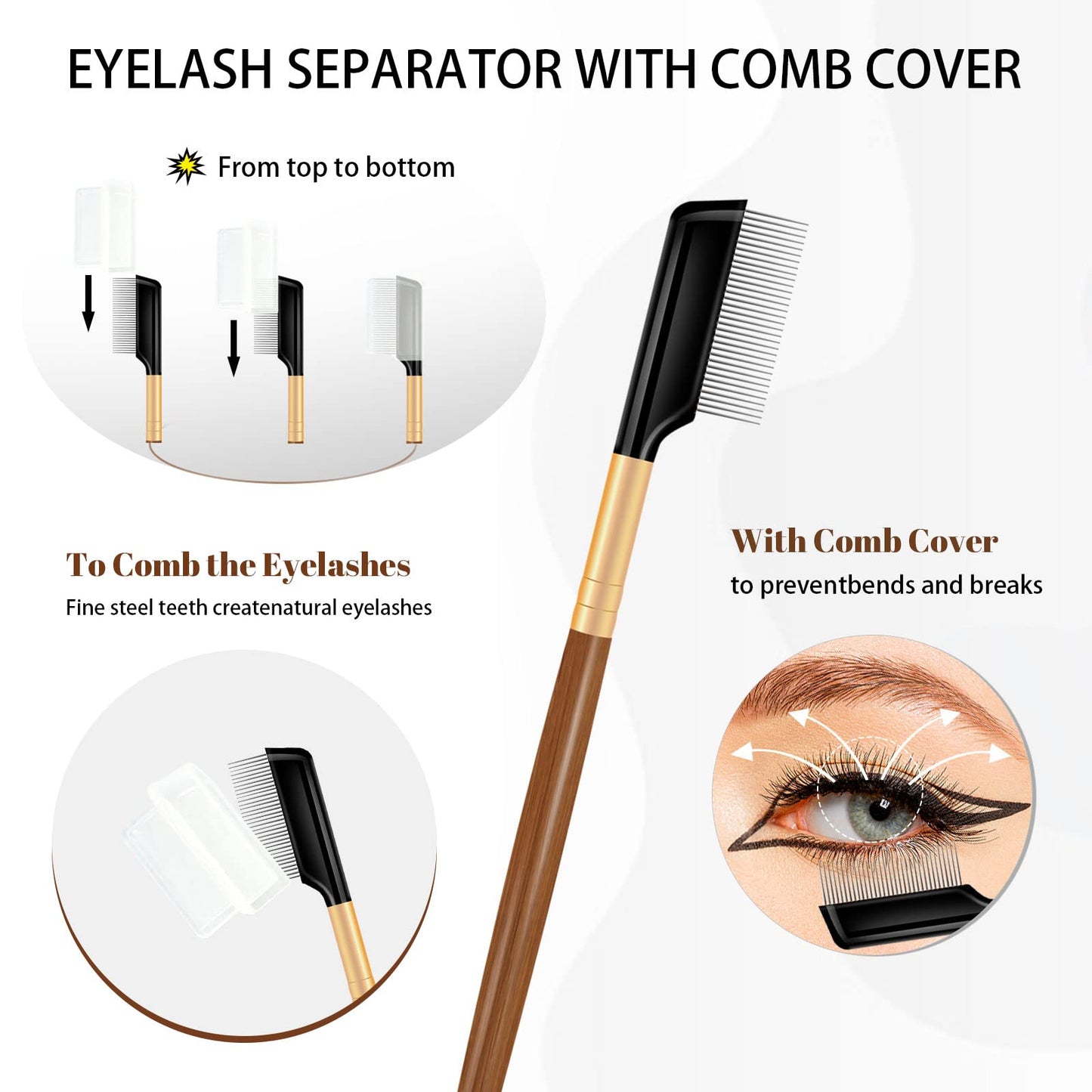 Eyelash Comb-Eye Lash Separator Tool, Mascara Applicator-Eye Lash Comb Separator for Separating and Combing Lashes with Comb Cover Eyebrow Brush Beauty & Personal Care BUV