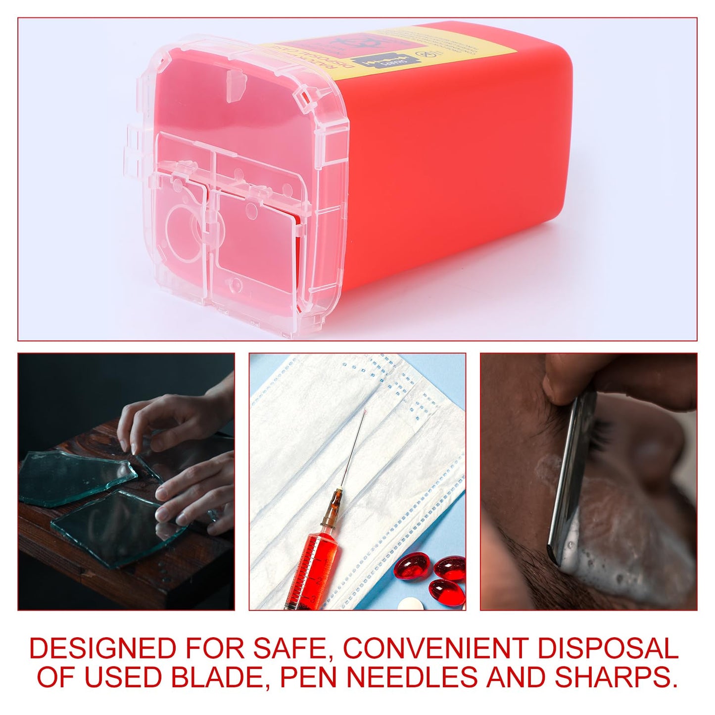 Razor Blade Disposal Container with Lid Portable Plastic Used Blade Bank for Safe Barber Razor for Barbershops and Salons 6X15X4 Inches Beauty and Personal Care FOMIYES